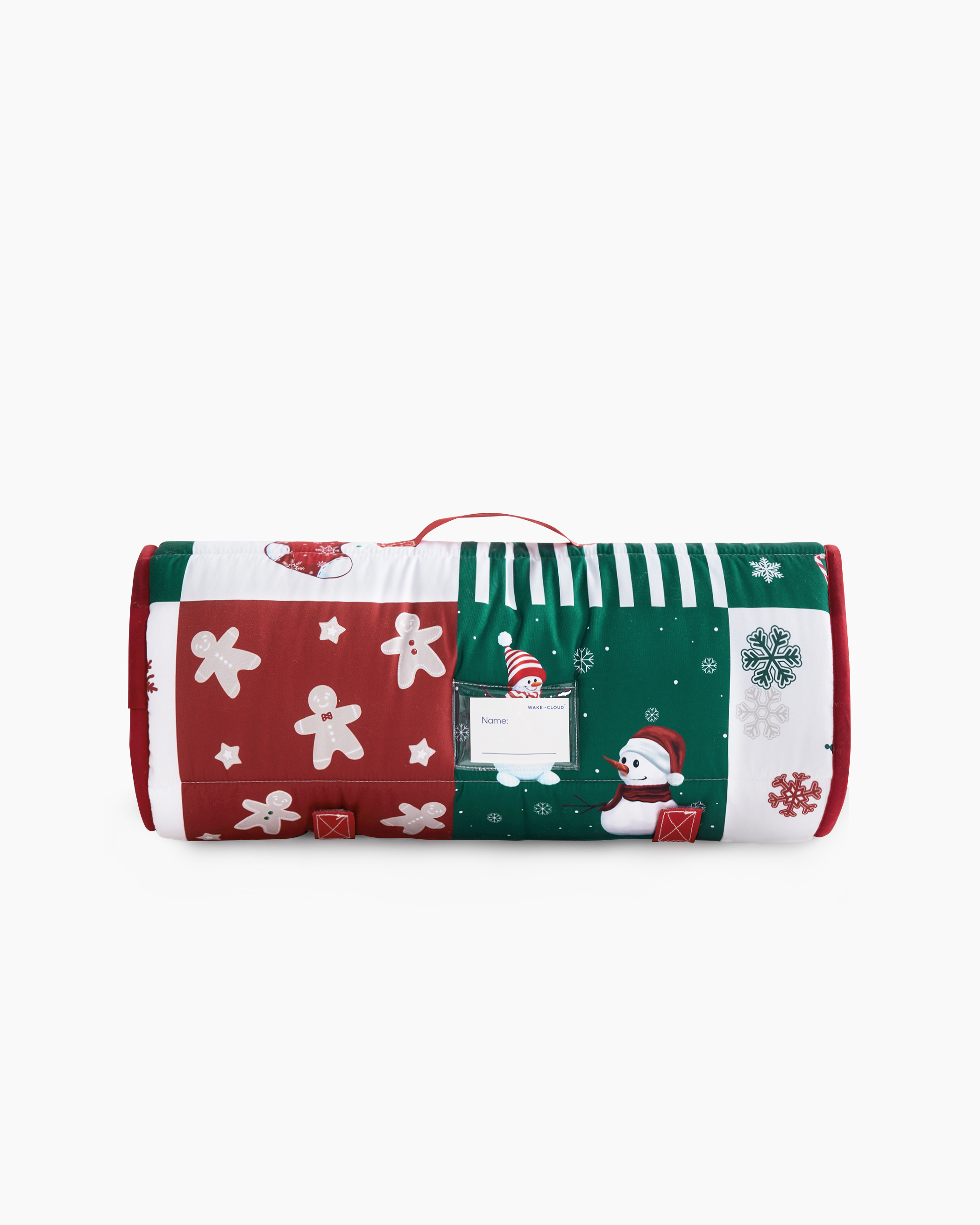 Red and Green Christmas Grid Microfiber Kids Nap Mat