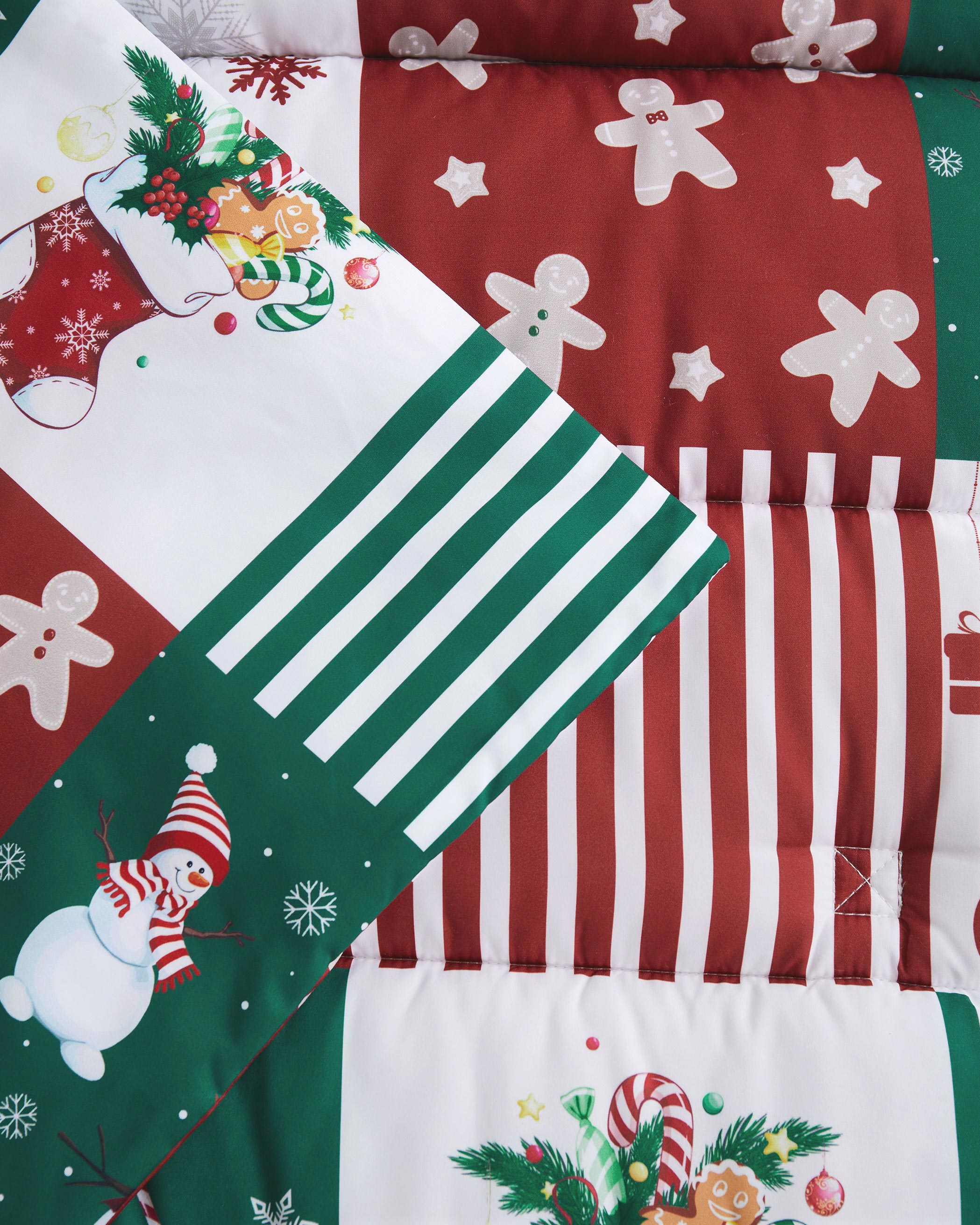 Red and Green Christmas Grid Microfiber Kids Nap Mat