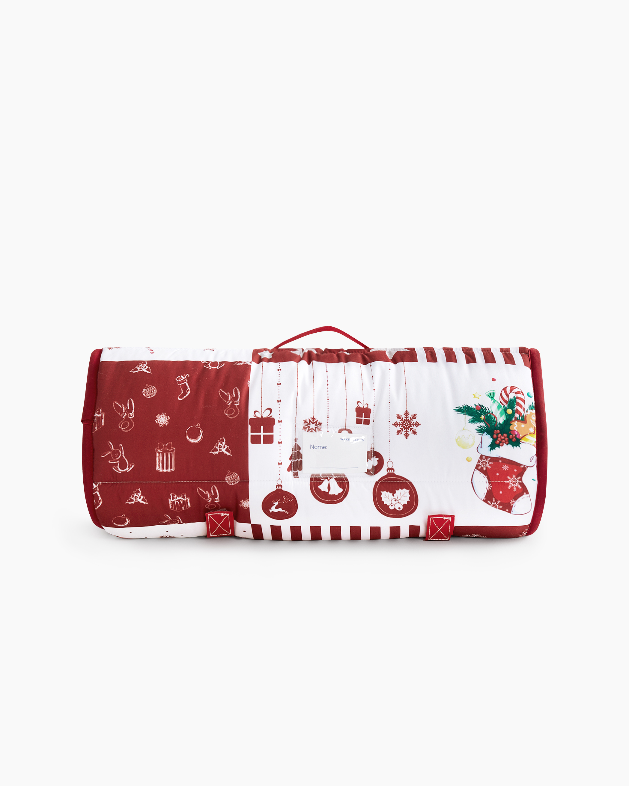 Red and White Christmas Grid Microfiber Kids Nap Mat