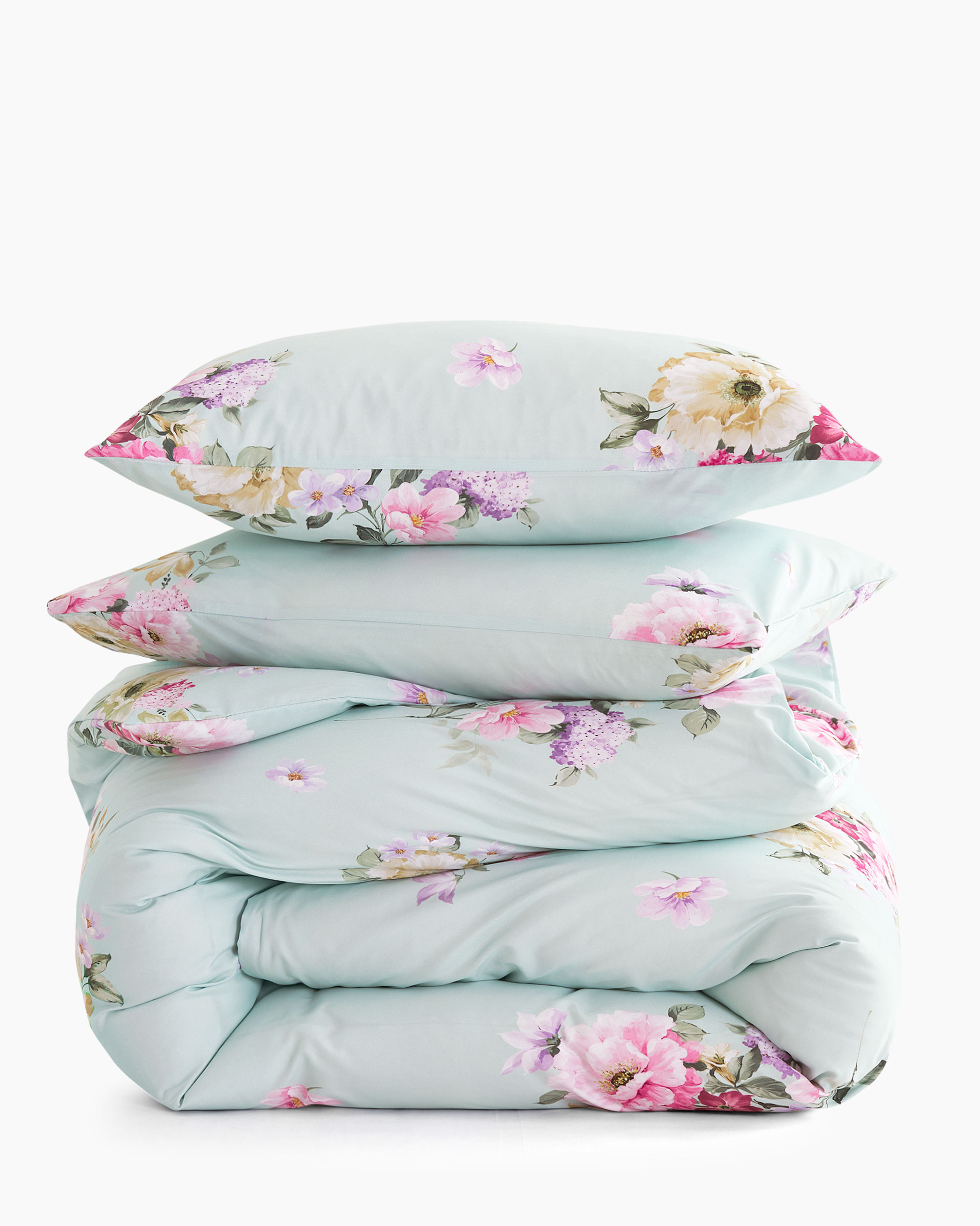 Teal Green Vintage Floral Microfiber Comforter Set
