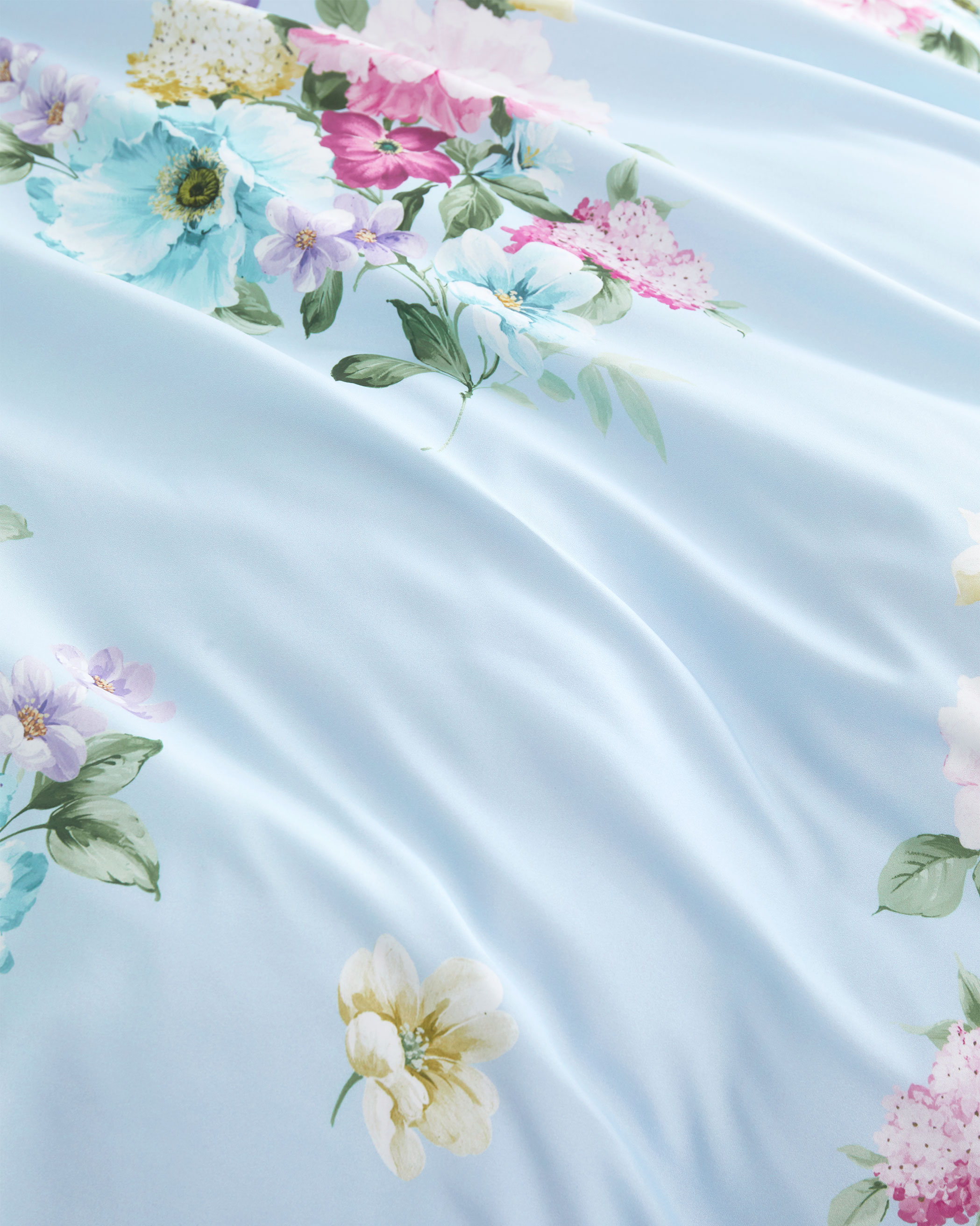 Light Blue Vintage Floral Microfiber Comforter Set