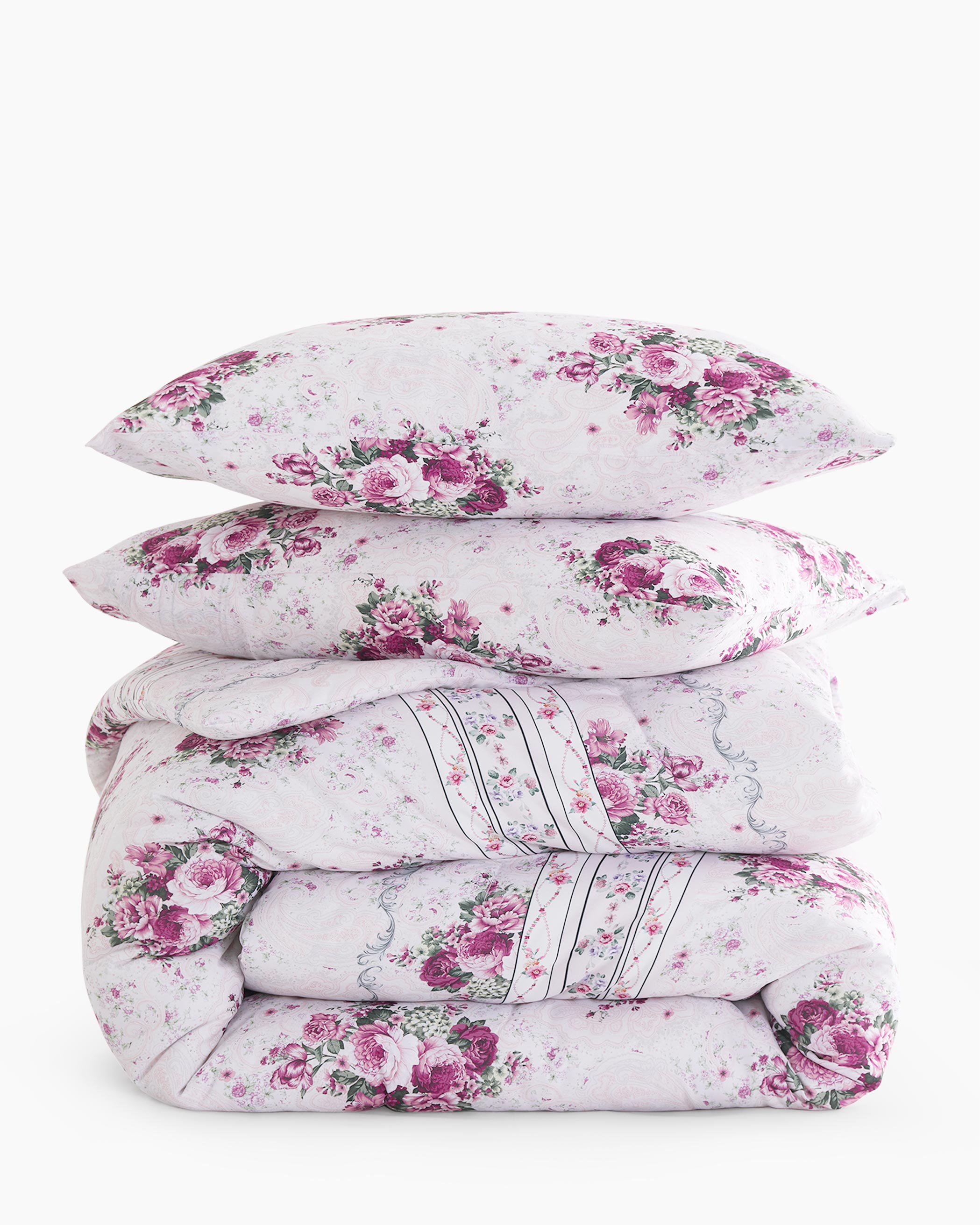 Pink Cottage Floral Microfiber Comforter Set
