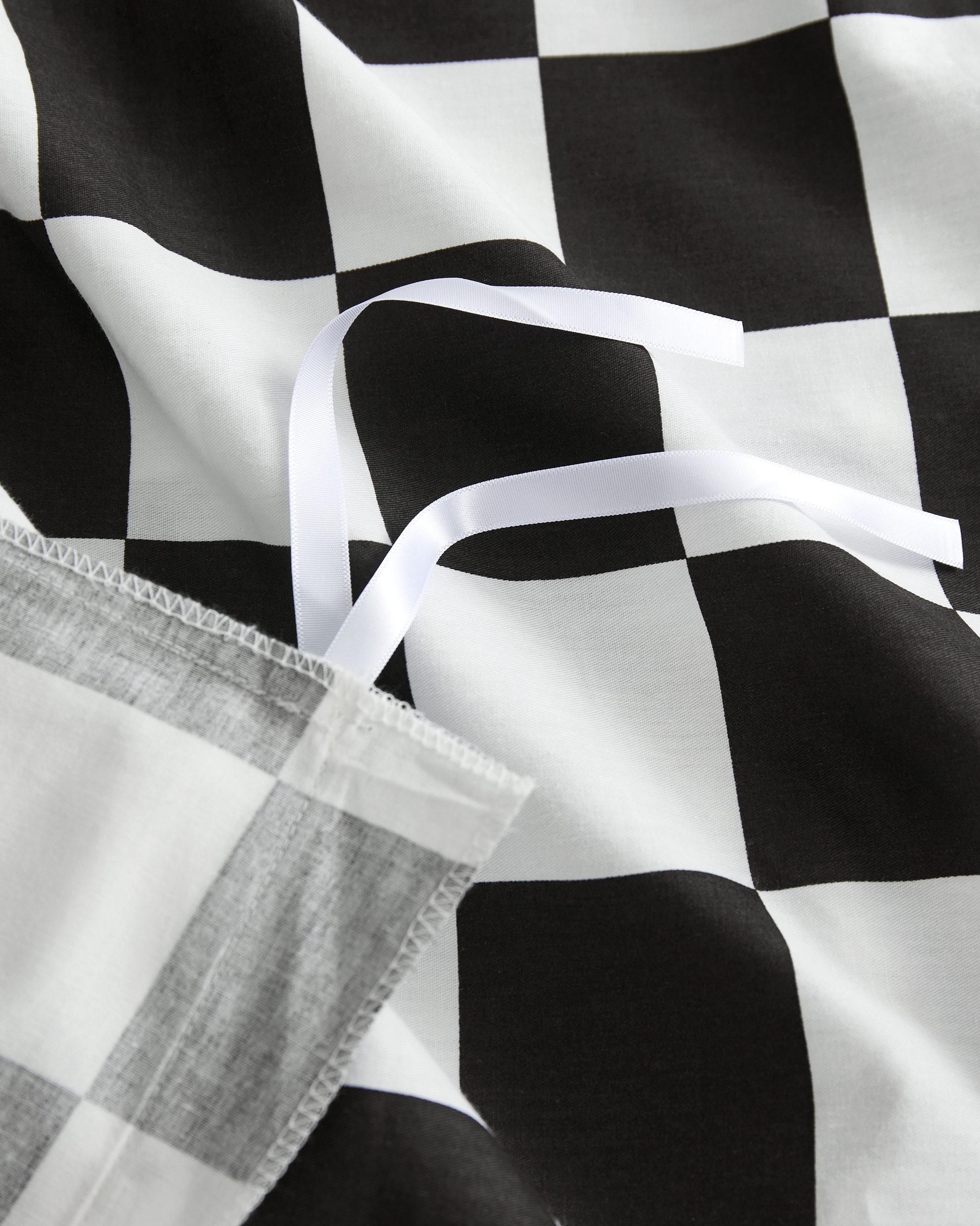 Black Checkered Cotton Duvet Cover Set