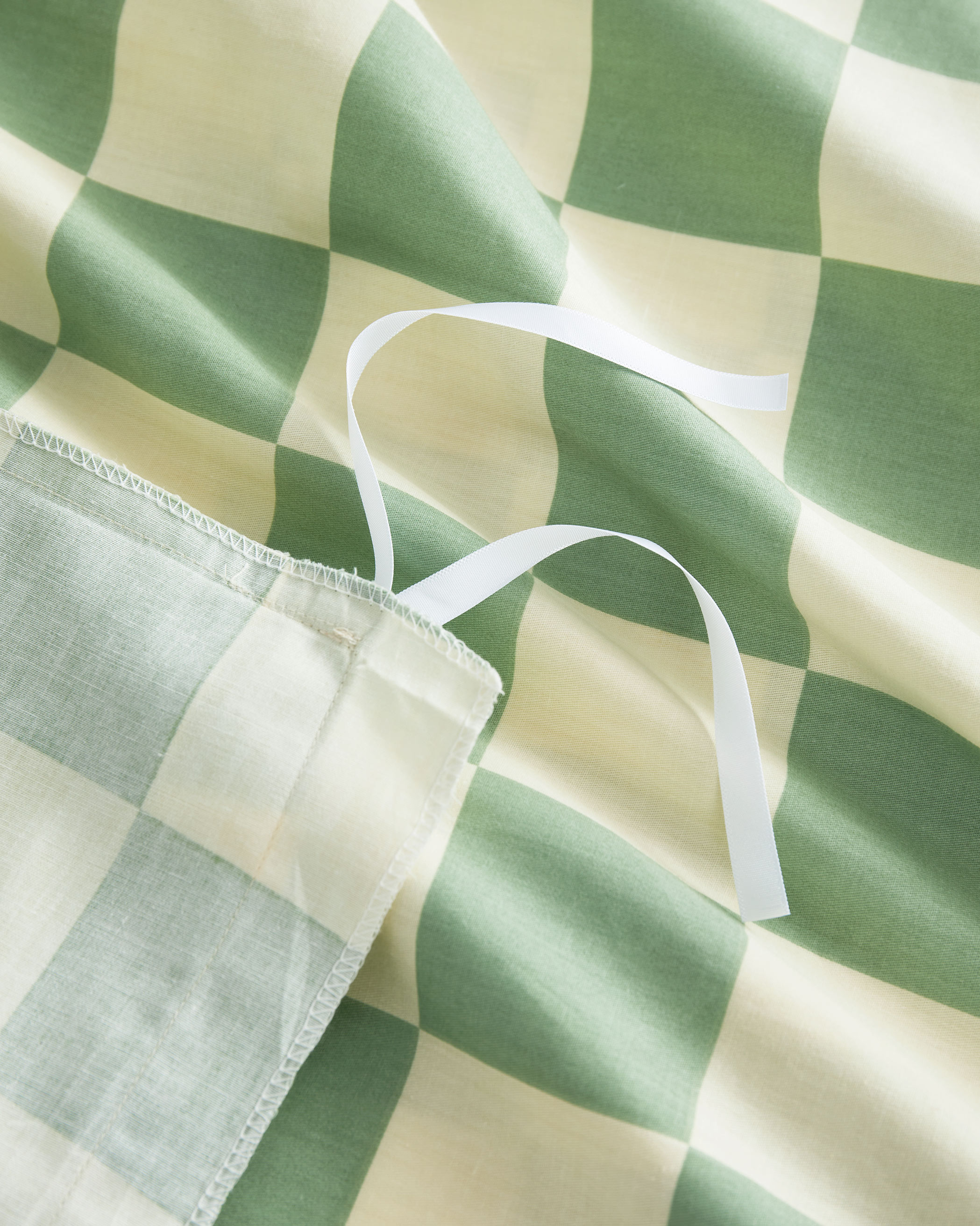 Green Checkered Cotton Duvet Cover Set