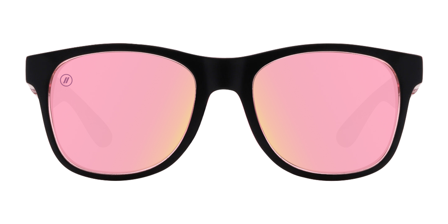 Aurora Air RX Sunglasses - Polarized Pink Mirror Lens & Matte Black Round Frame Single Vision / Smoke / Standard | Blenders Eyewear