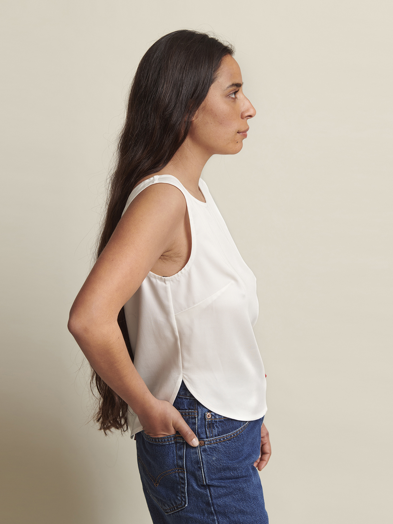 The Swoop Tank in 'Polished White' Lyocell | NAOMI NOMI