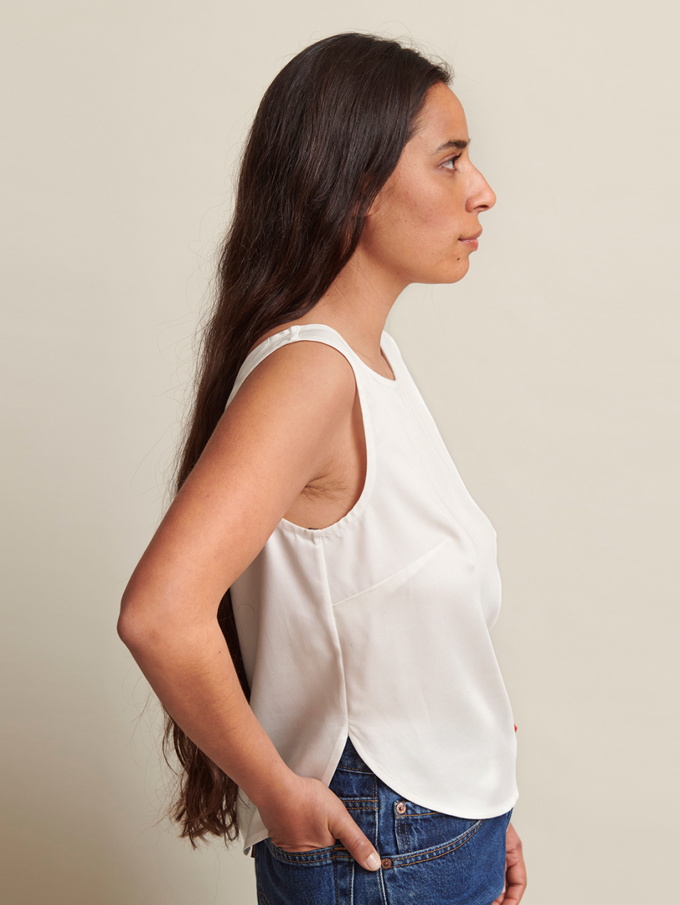 The Swoop Tank (Polished White Lyocell)