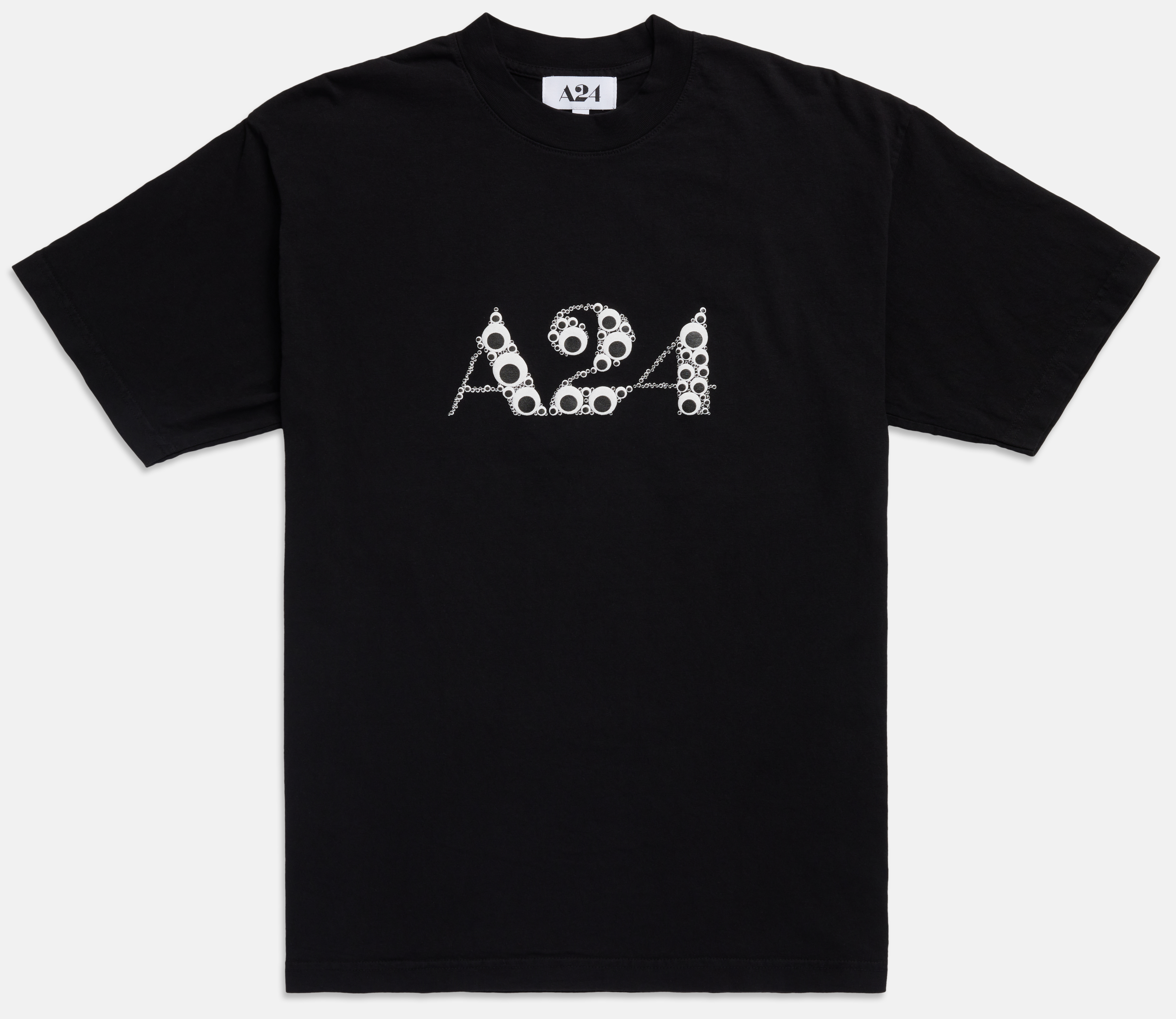 Black Googly Eye Puff Print Logo Tee