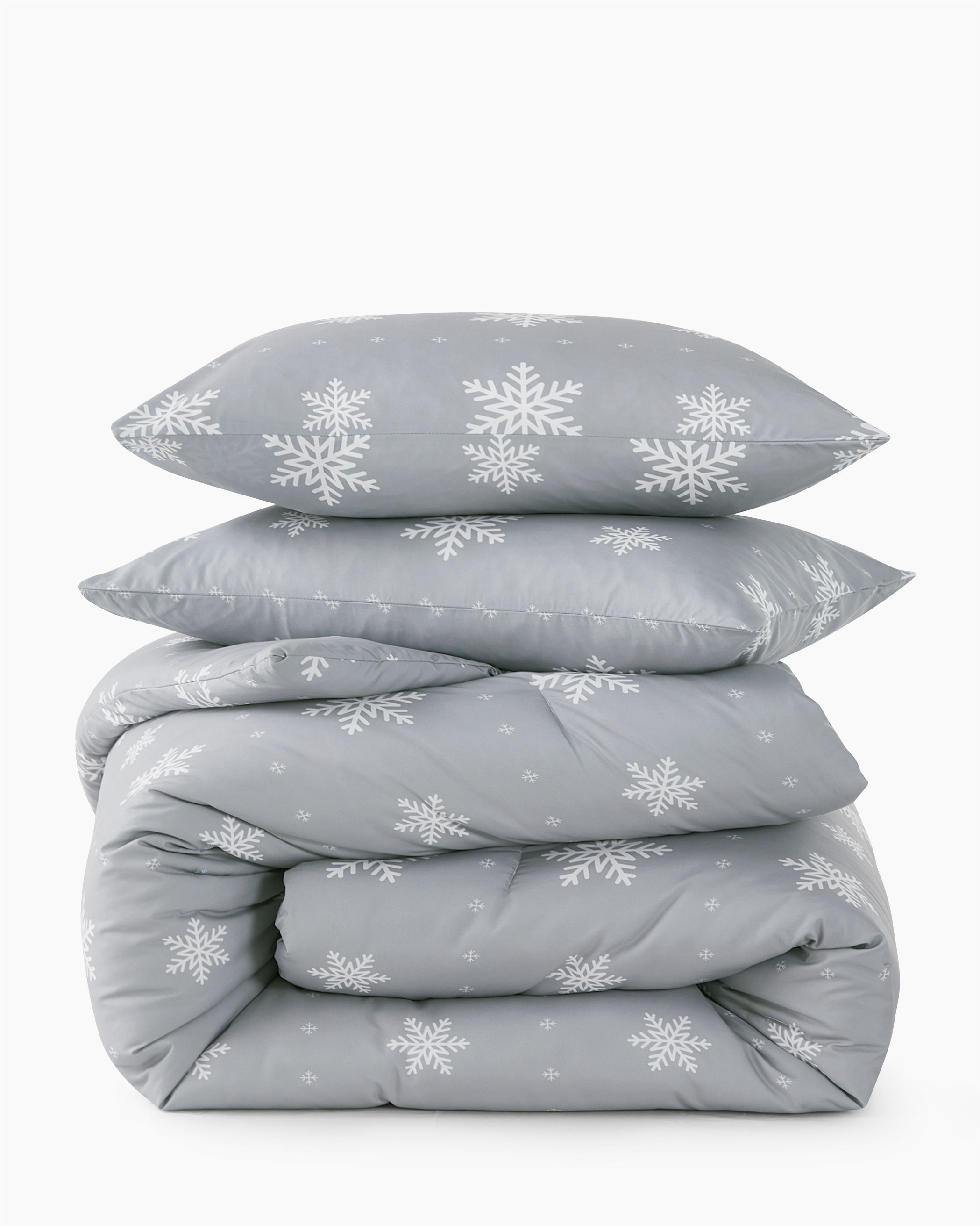 Gray Snowflakes Microfiber Comforter Set