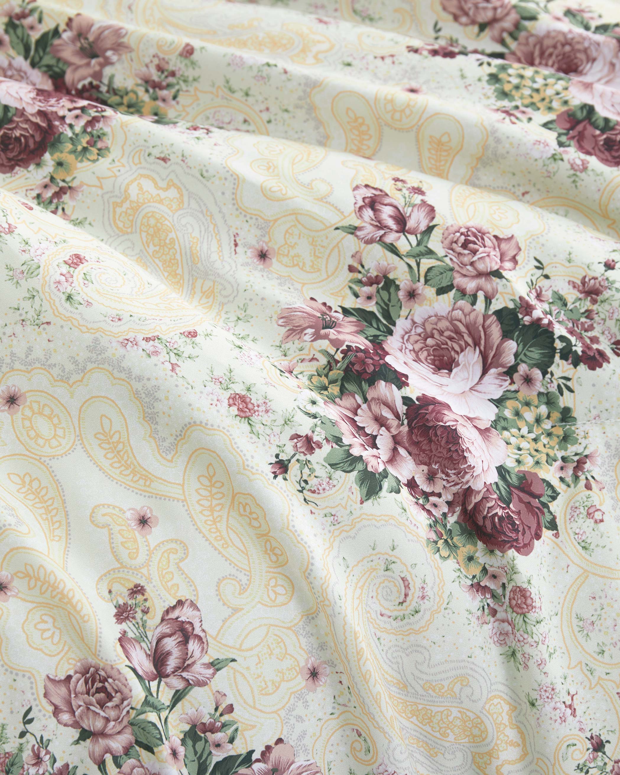 Beige Cottage Floral Microfiber Comforter Set