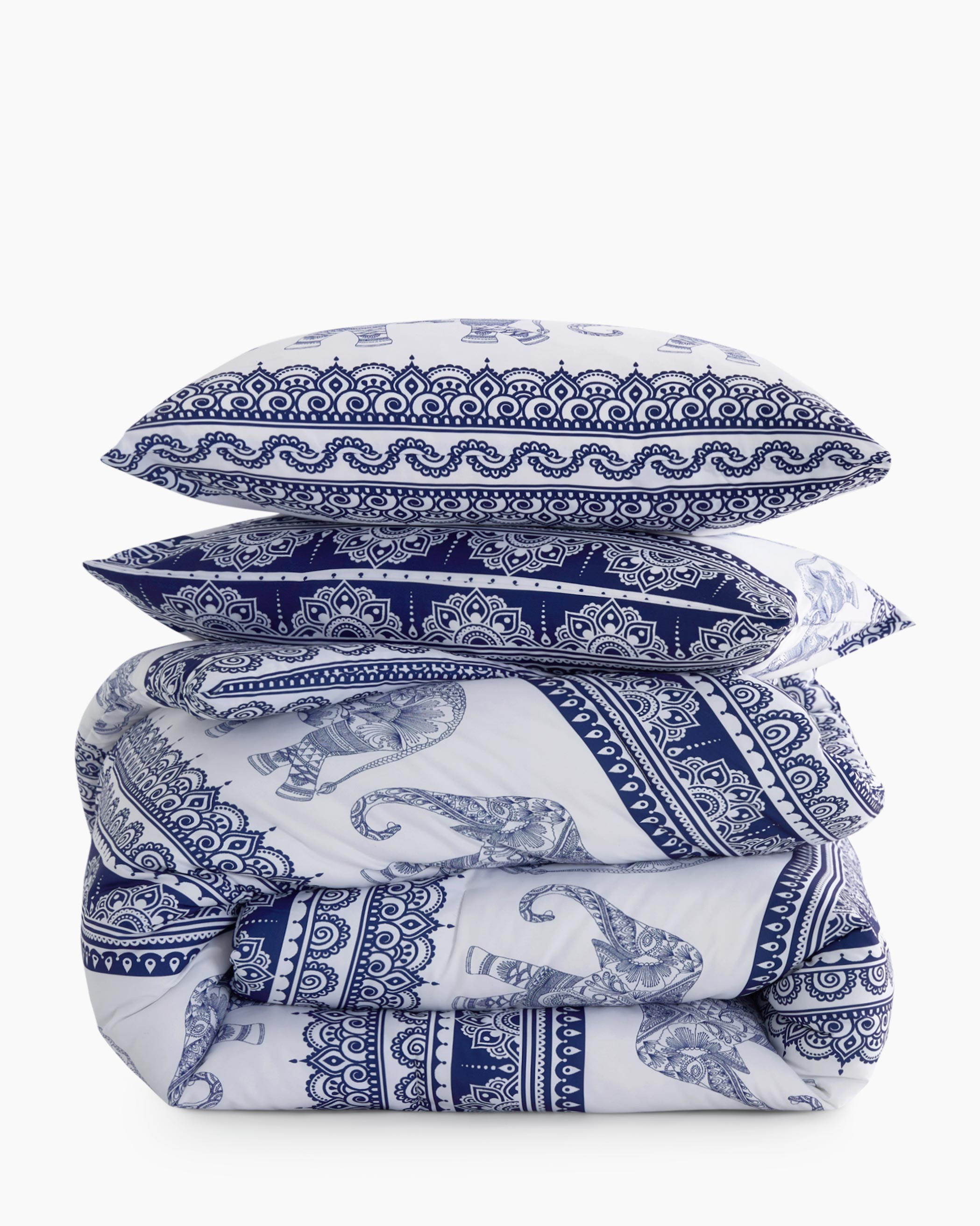 Blue Elephant Mandala Microfiber Comforter Set