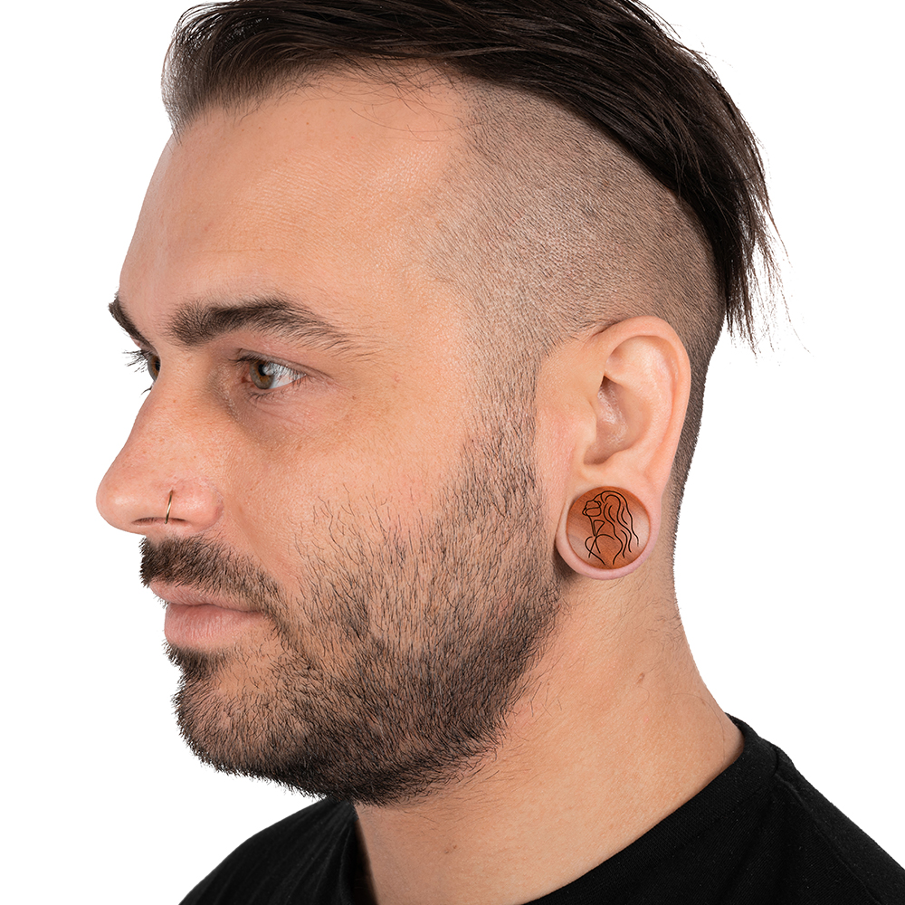 Virgo Zodiac Plug / Gauge - Saba Wood | Convex Double Flare