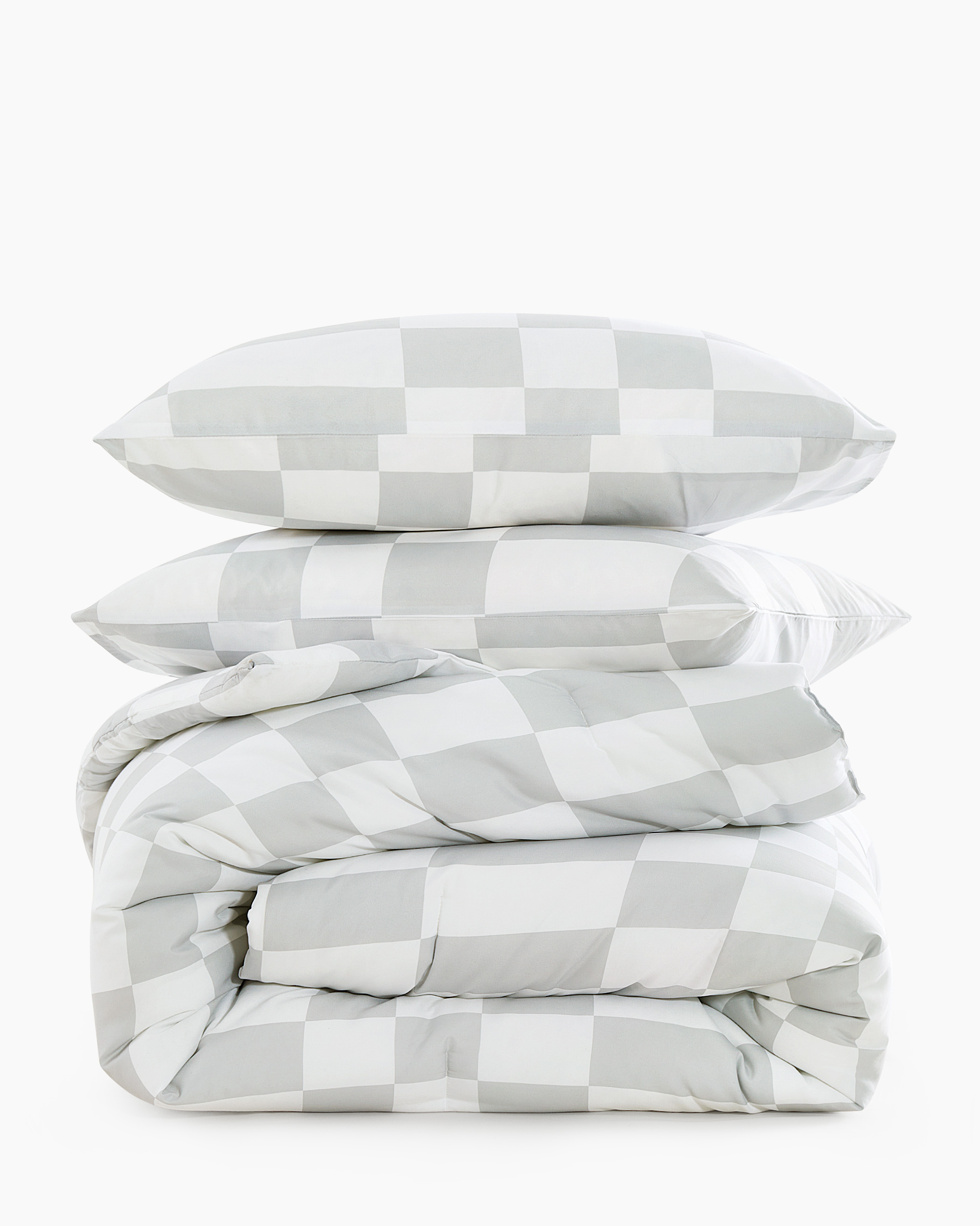 Gray Checkerboard Microfiber Comforter Set