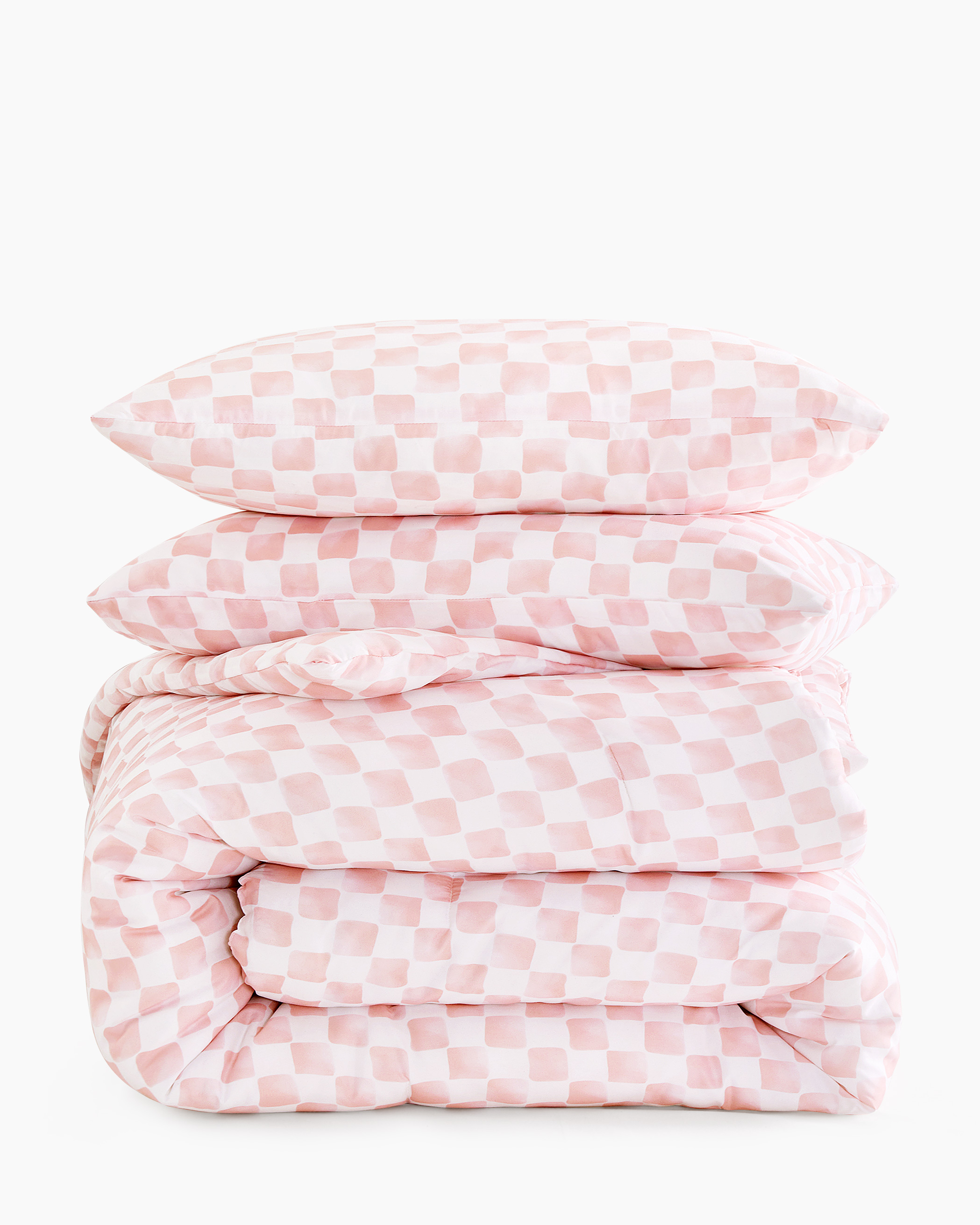 Pink Mini Checkerboard Microfiber Comforter Set