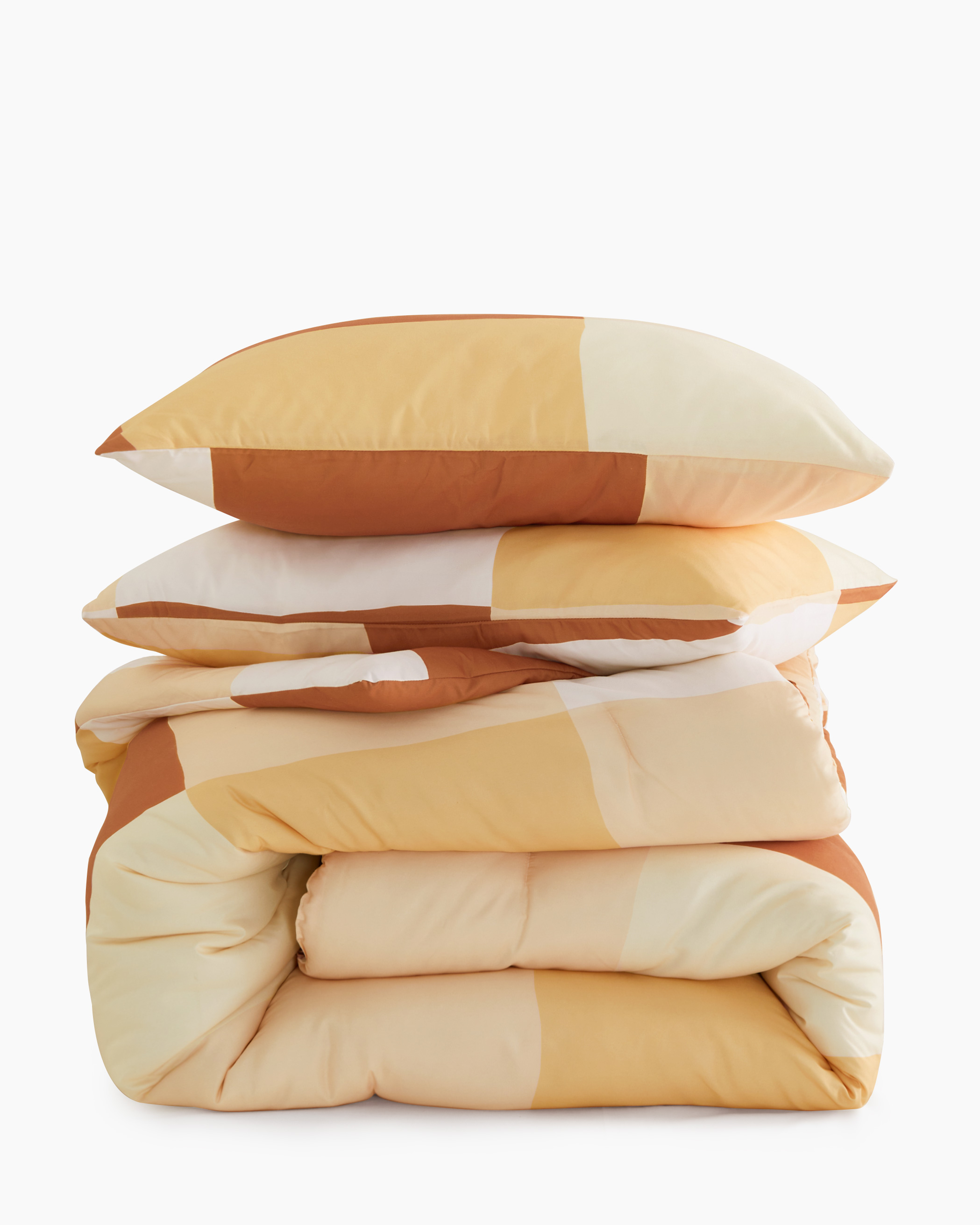 Beige Jumbo Checkerboard Microfiber Comforter Set