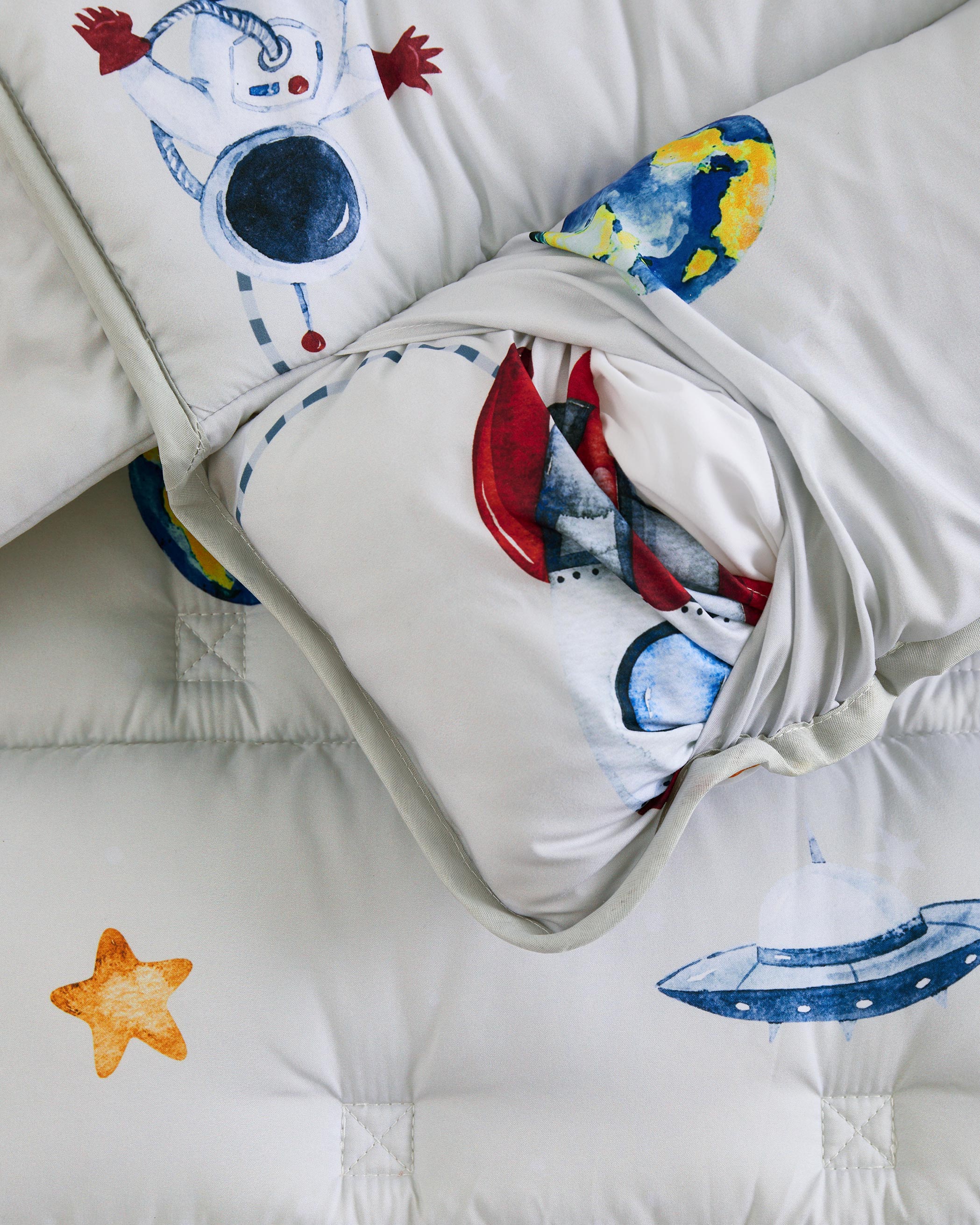 Light Gray Space Explorer Microfiber Kids Nap Mat