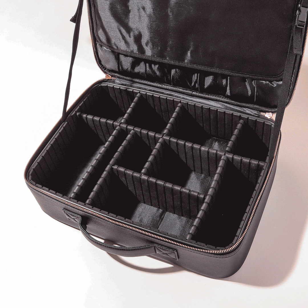 Customizable organization cushioned dividers for the Madison makeup case by Fancii and Co