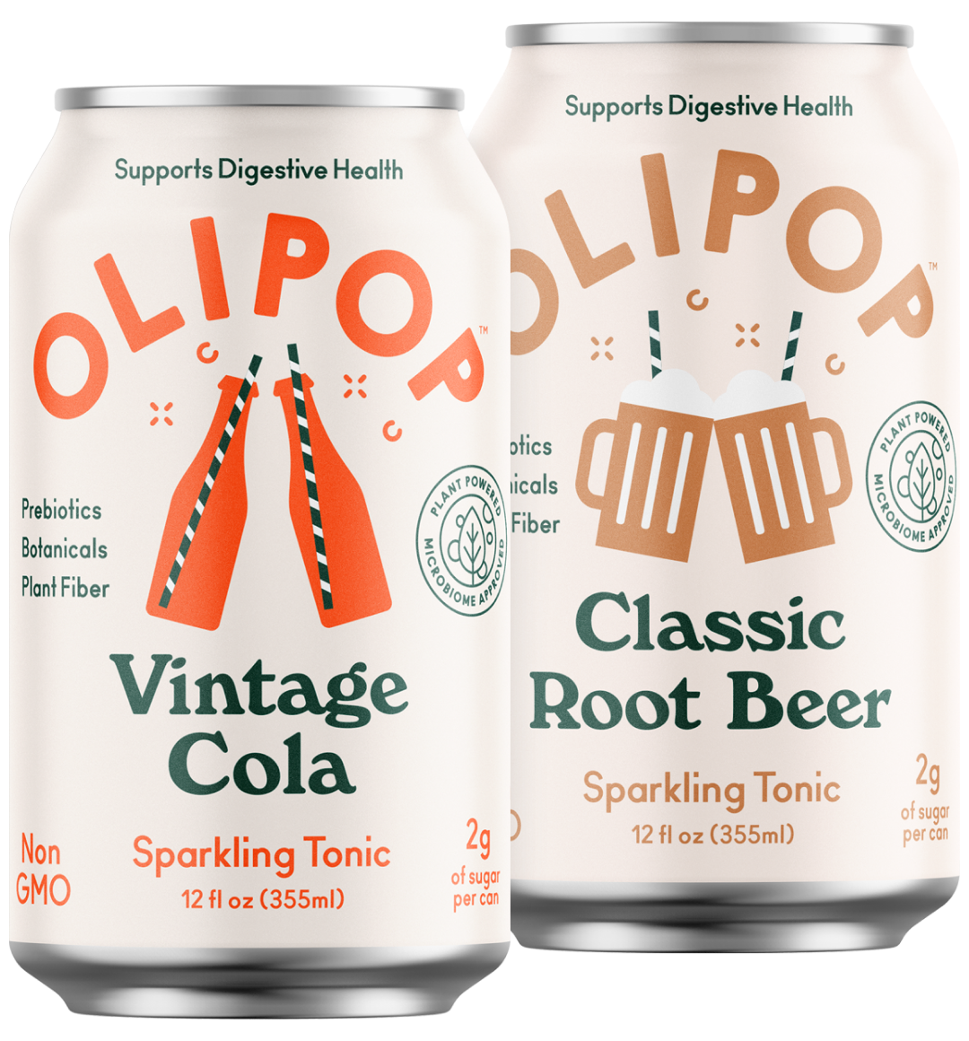 Can of Vintage Cola and Classic Root Beer OLIPOP