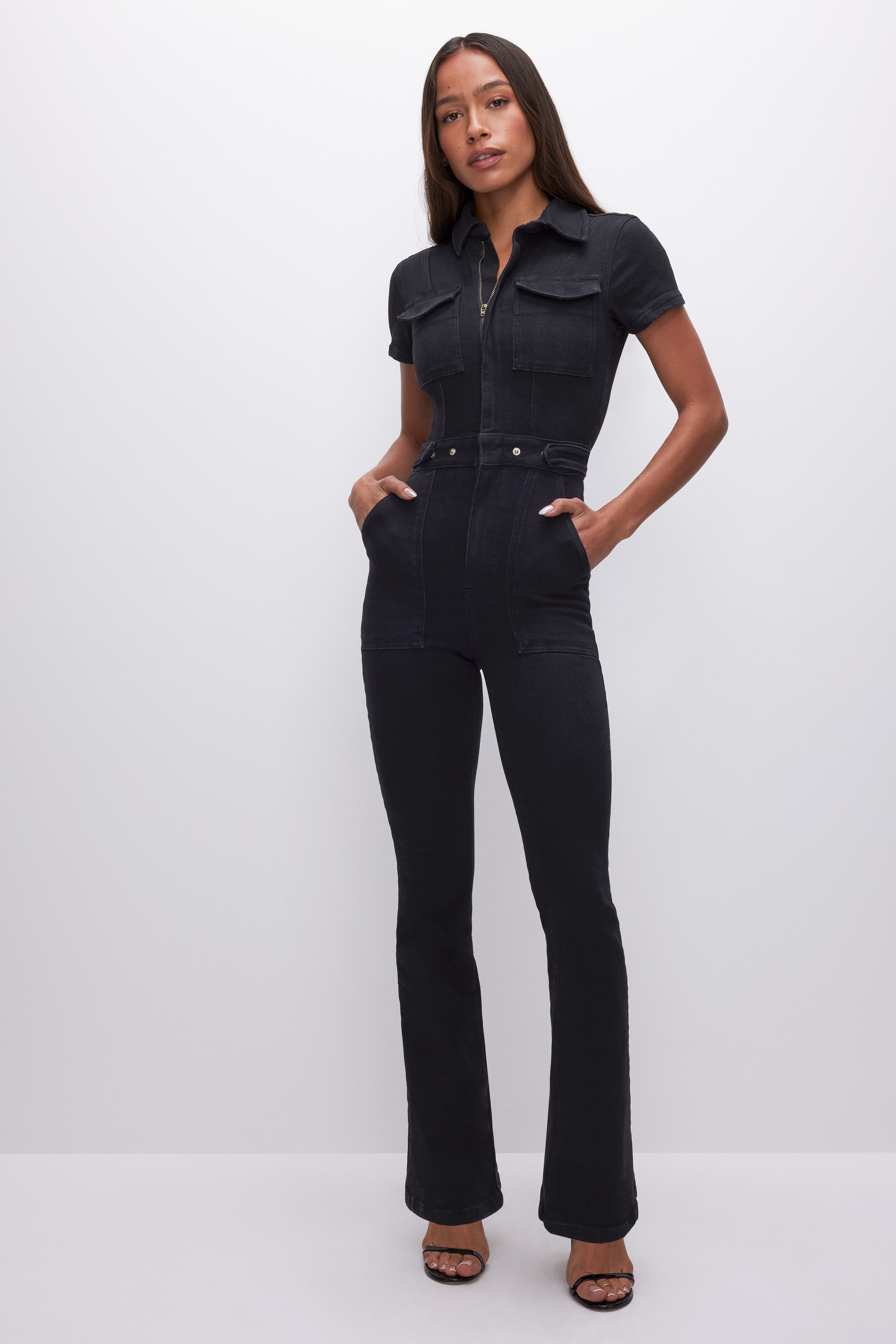 Styled with FIT FOR SUCCESS BOOTCUT JUMPSUIT | BLACK001