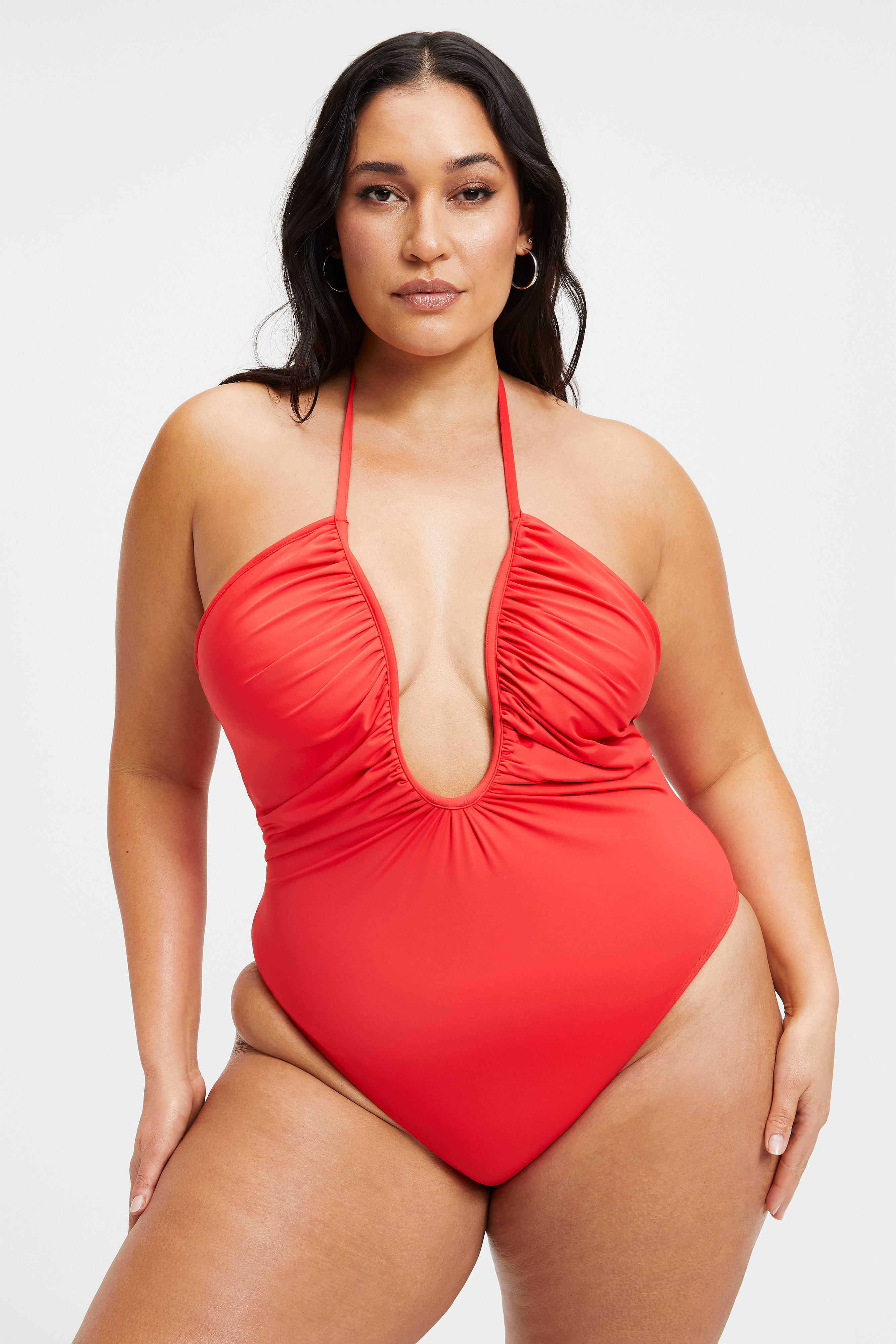 LEILANI ONE-PIECE in BRIGHT POPPY 002 styled with our ALWAYS FITS MINI SKIRT in BRIGHT POPPY002, or SPARKLE '90S SLIP DRESS in BLACK001