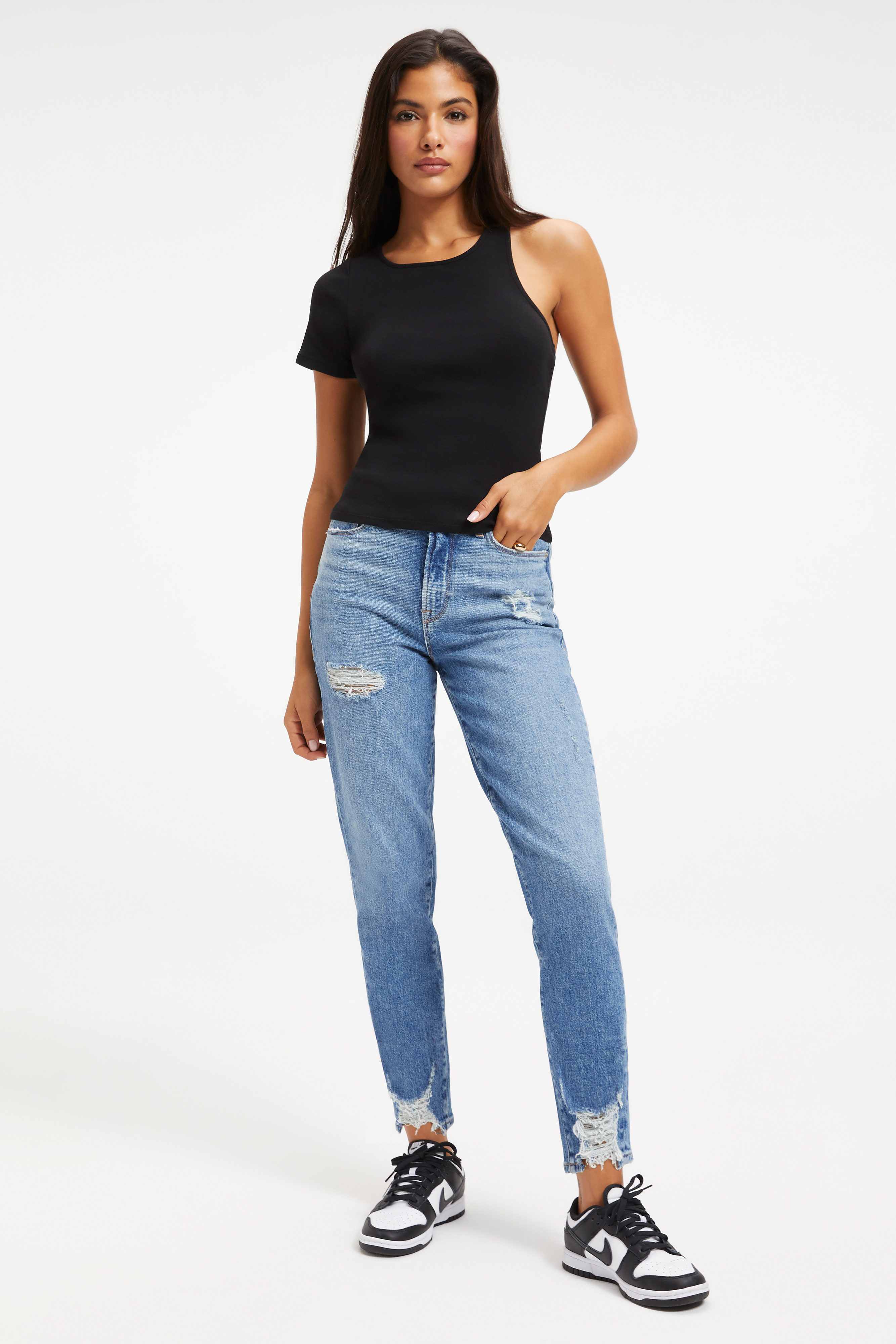 Styled With feature image for product ASYMMETRICAL OPEN BACK TEE | BLACK001