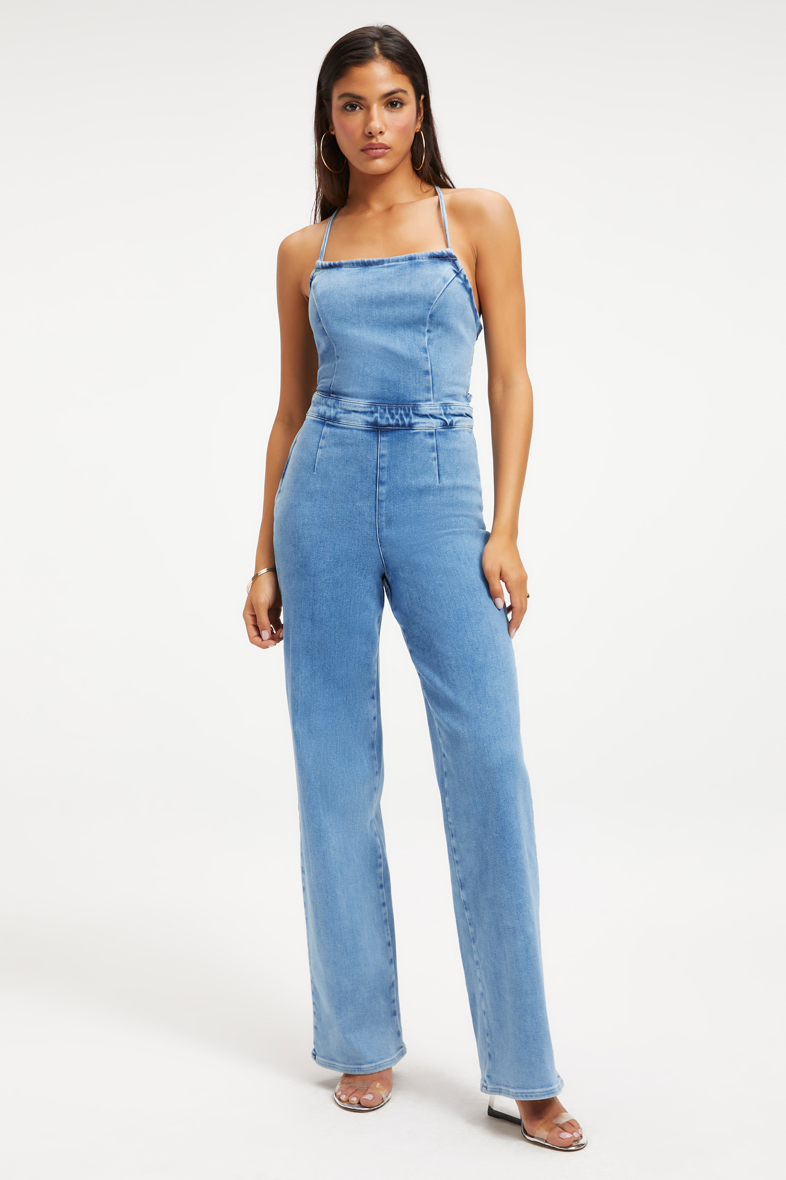 VACAY JUMPSUIT in INDIGO176 styled with our CINDER-F*CKING-RELLA SANDAL in SILVER001,