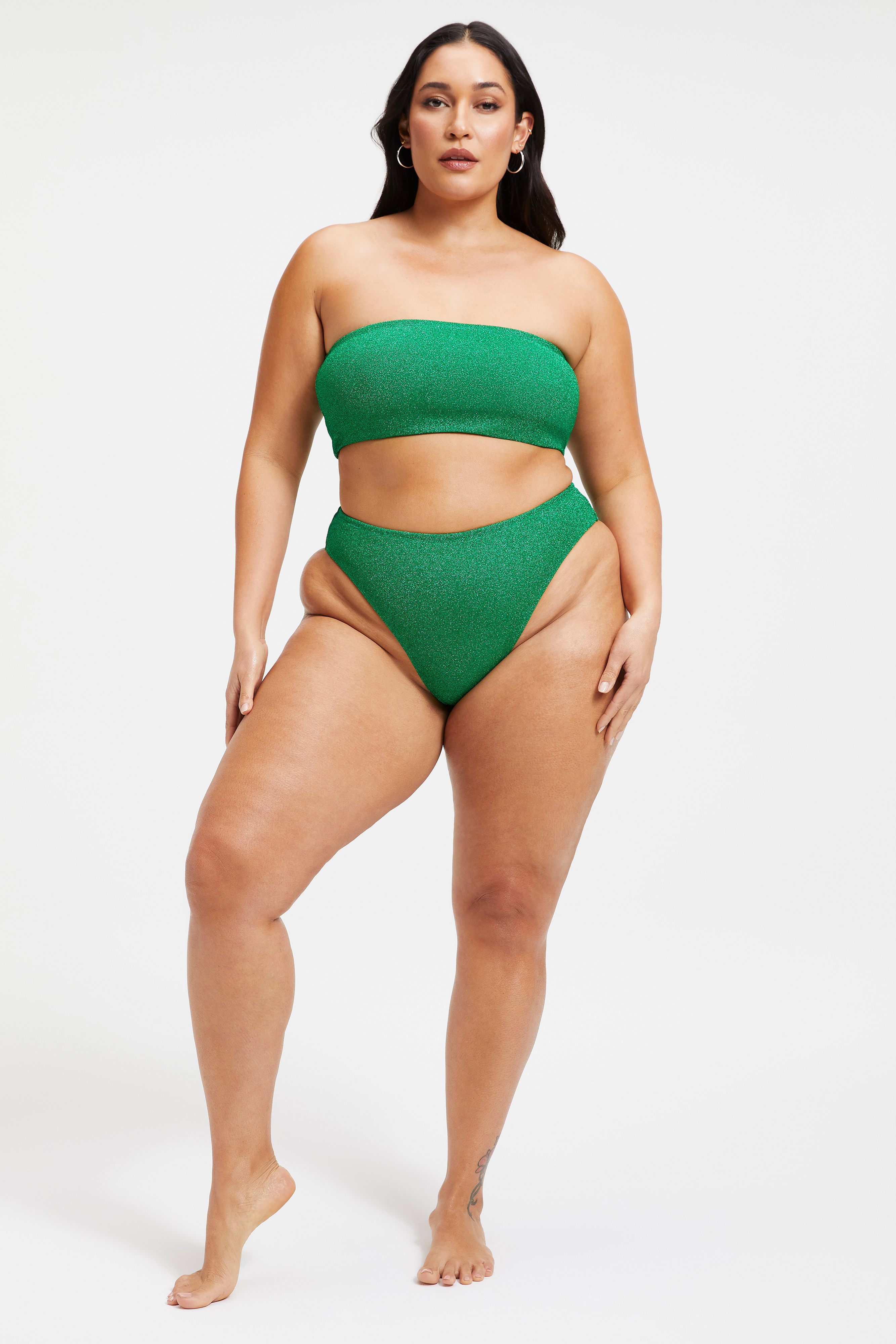 SPARKLE BETTER BAND TOP in SUMMER GREEN002 styled with our or SPARKLE SWIM BRIEF in SUMMER GREEN002