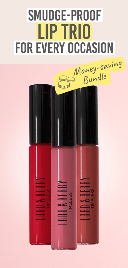 Lord and Berry Timeless Kissproof Trio - Beauty and the Boutique - Smudge-proof lip trio for every occasion!
