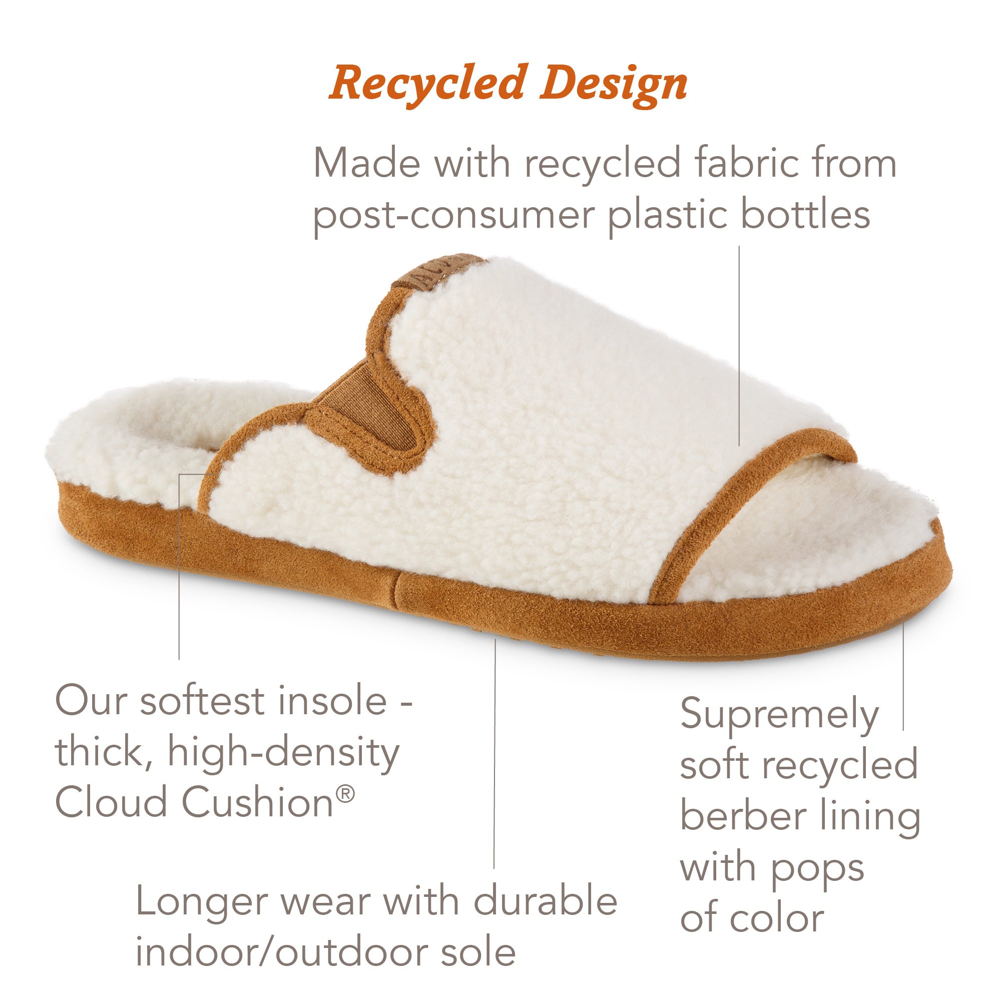 Women's Recycled Harbor Slide with Cloud Cushion® Comfort. – Acorn