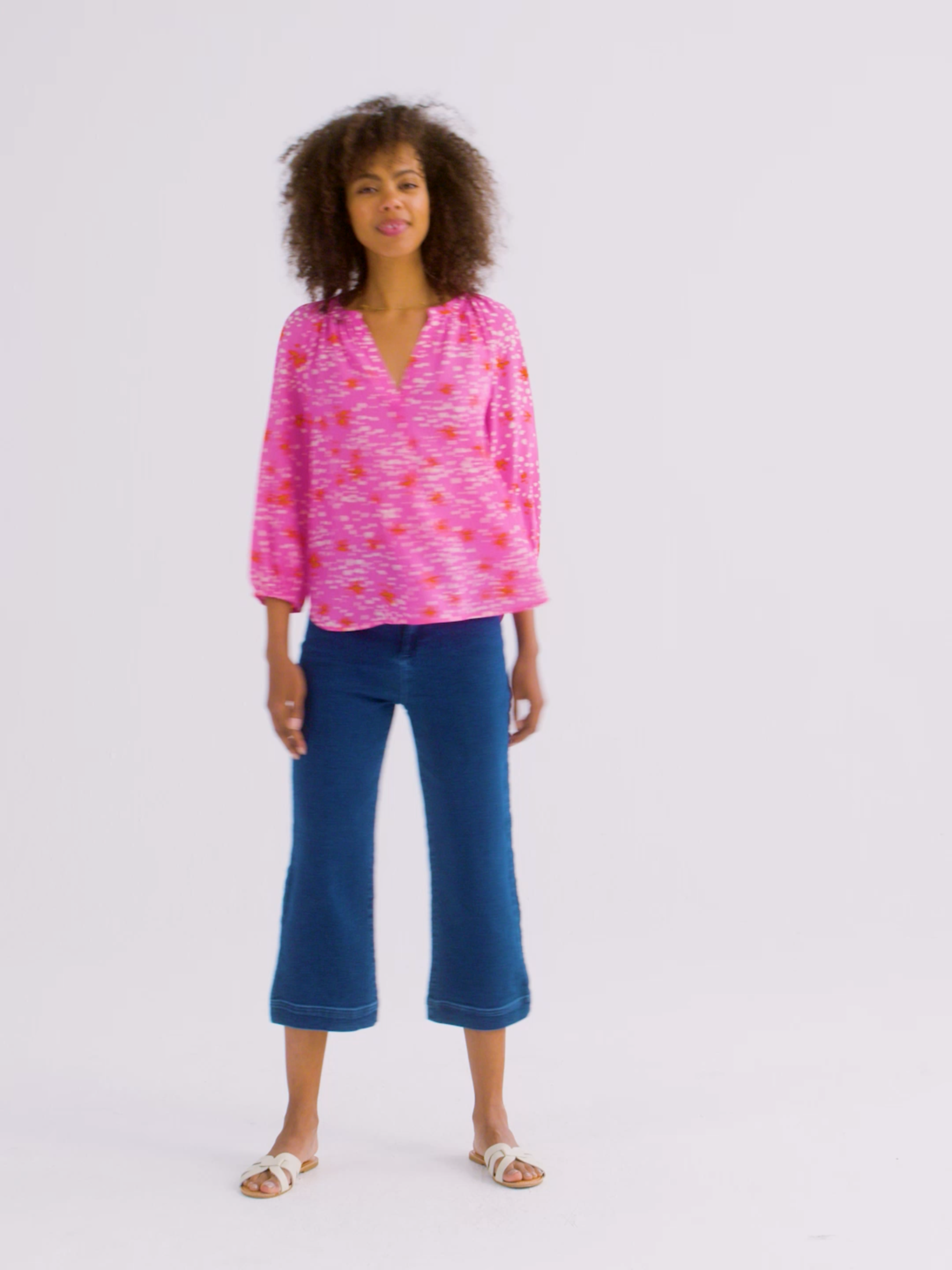 Lara silk floral pop shirt
