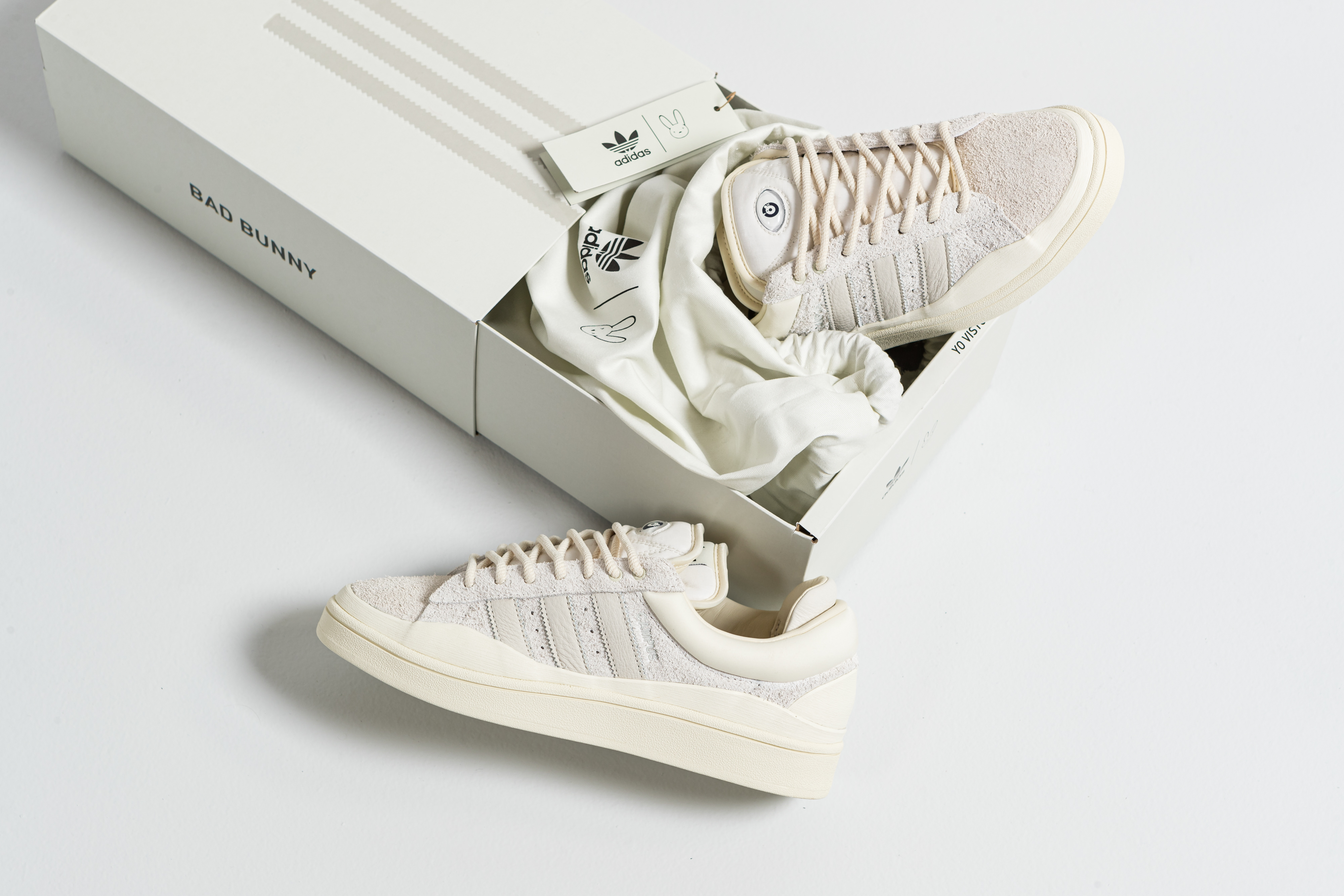 adidas - Bad Bunny Campus - Footwear White/Aluminum-Cloud White - Up There