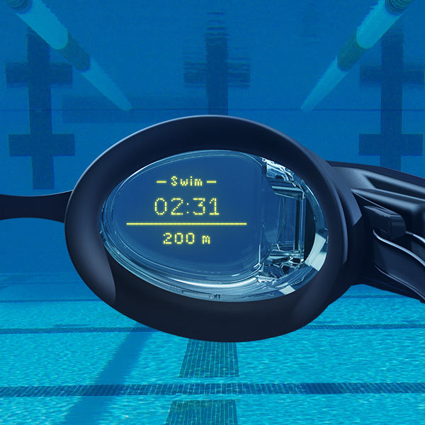 In-goggle view of FORM smart swim goggles