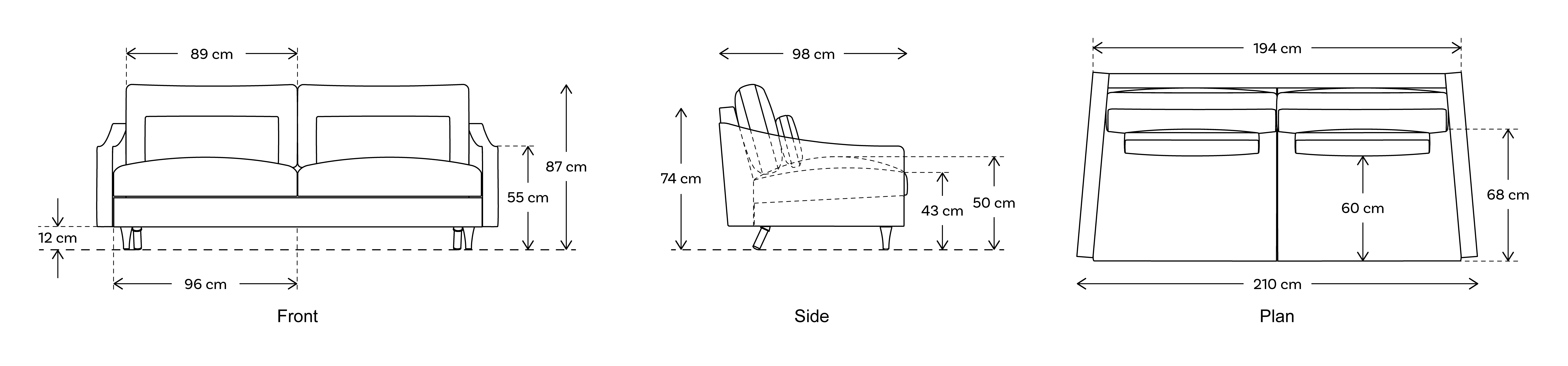 3 seater sofa dimensions