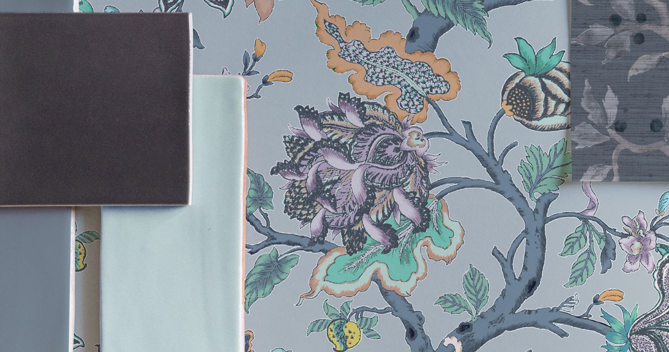 blue floral wallpaper samples