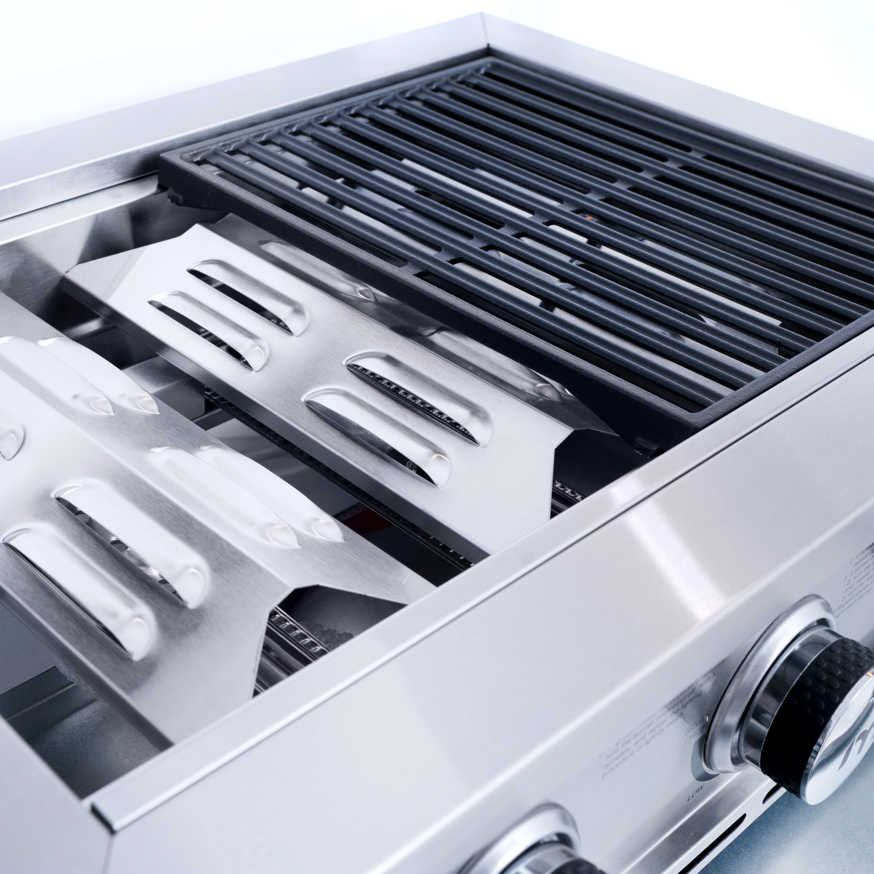 Three 410-grade stainless steel pancake burners.