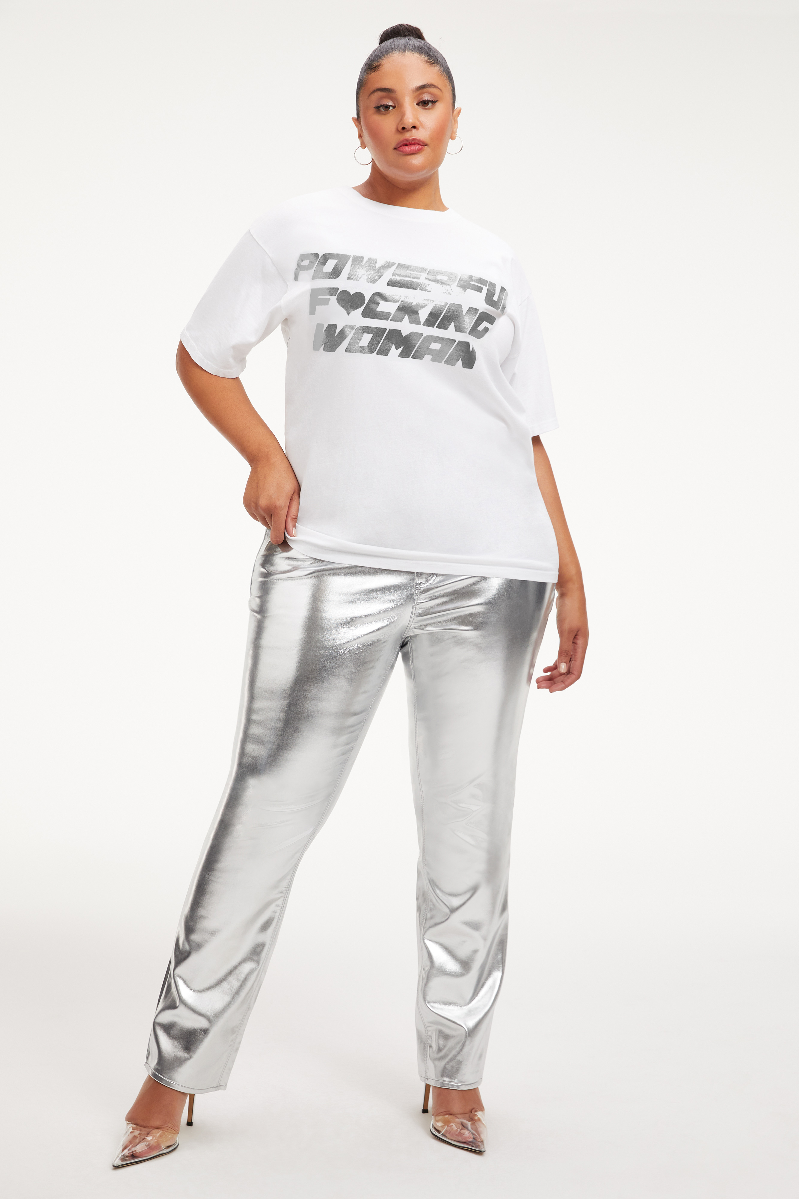 Styled With feature image for product POWERFUL F*CKING WOMAN TEE | SILVER FOIL001