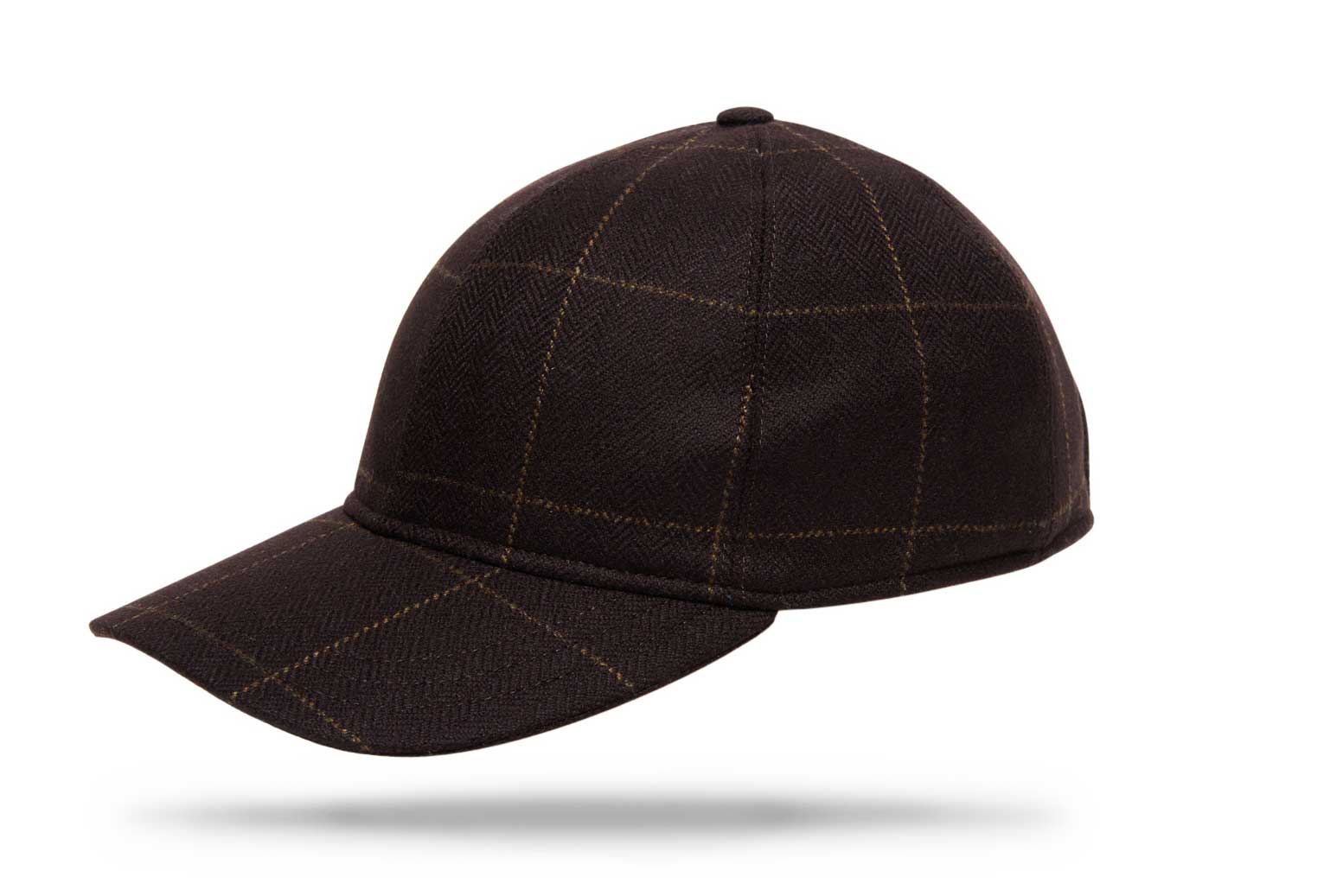 Cashmere Baseball Cap - Black Brown Windowpane