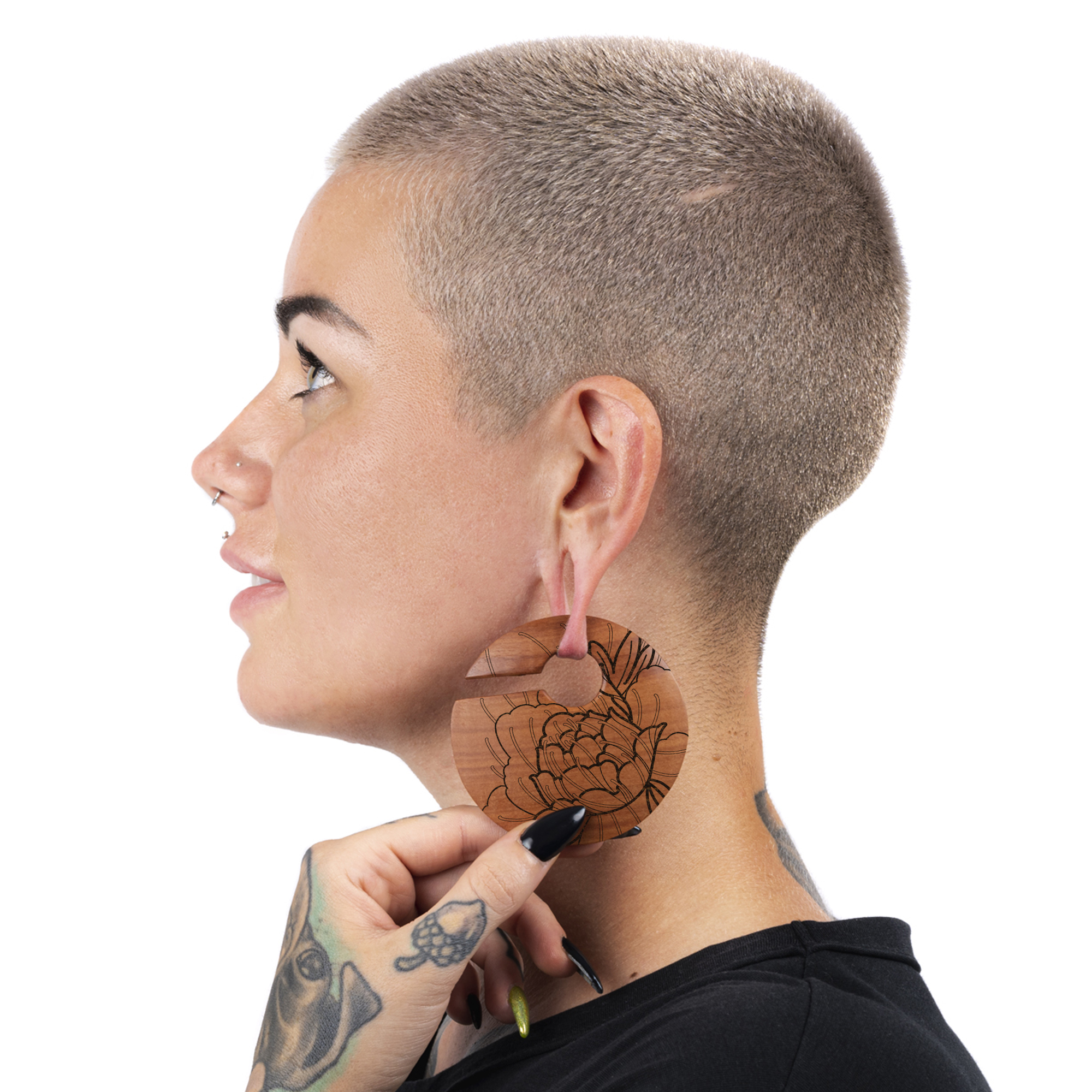 Peony - Saba Offset Keyhole Wooden Ear Weights (Pair)