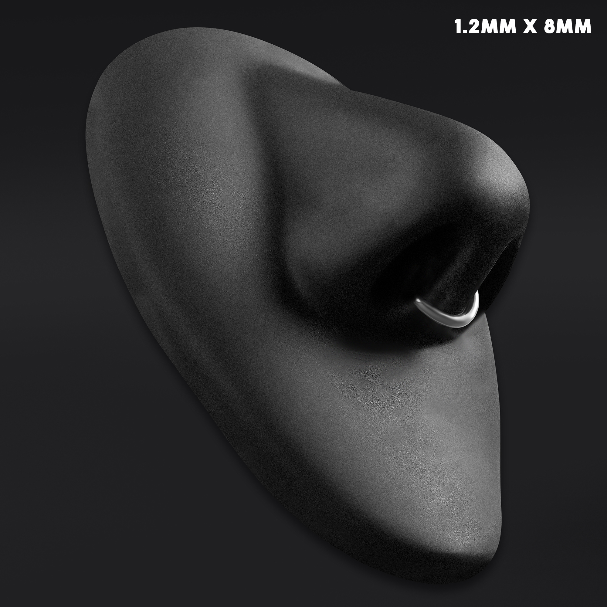  Oval Septum Clicker, Silver, Titanium, 1.2mm