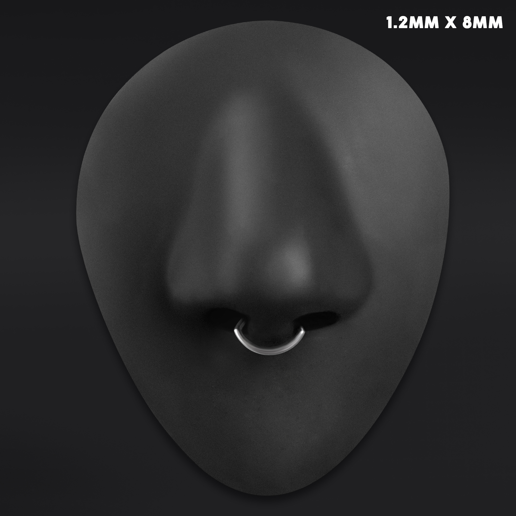  Oval Septum Clicker, Silver, Titanium, 1.2mm