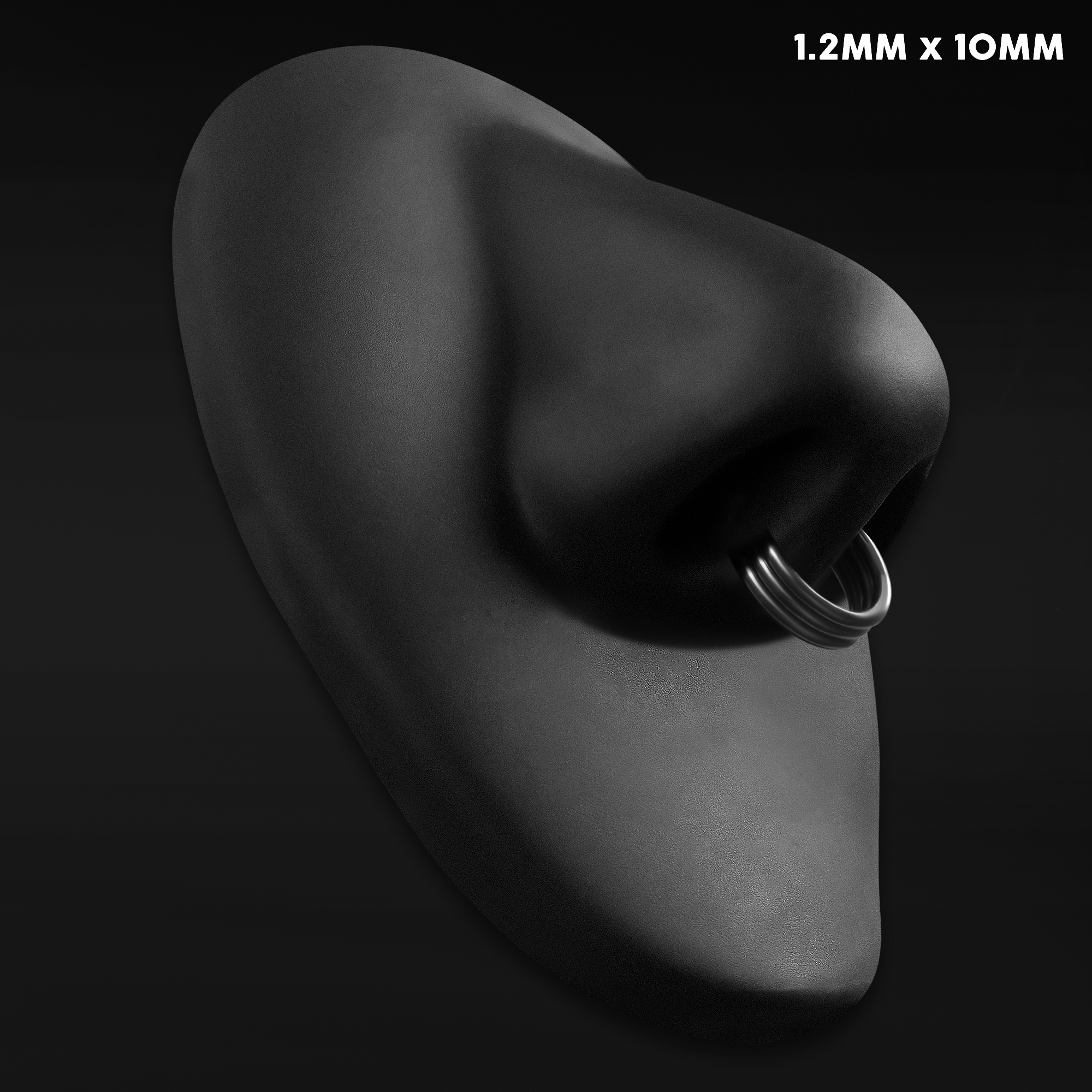  Triple Stacked Septum Ring, Silver, Titanium, 1.2mm