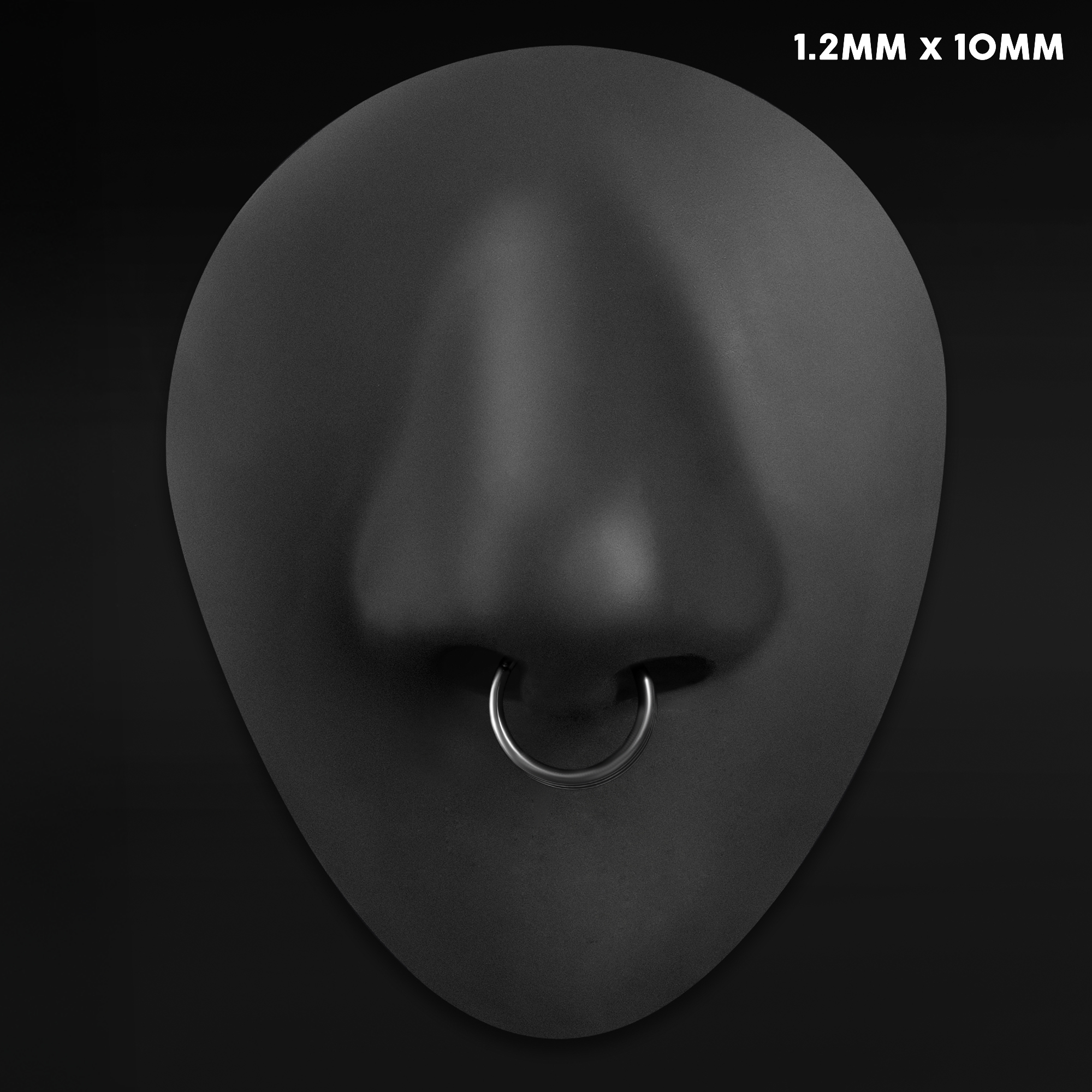  Triple Stacked Septum Ring, Silver, Titanium, 1.2mm