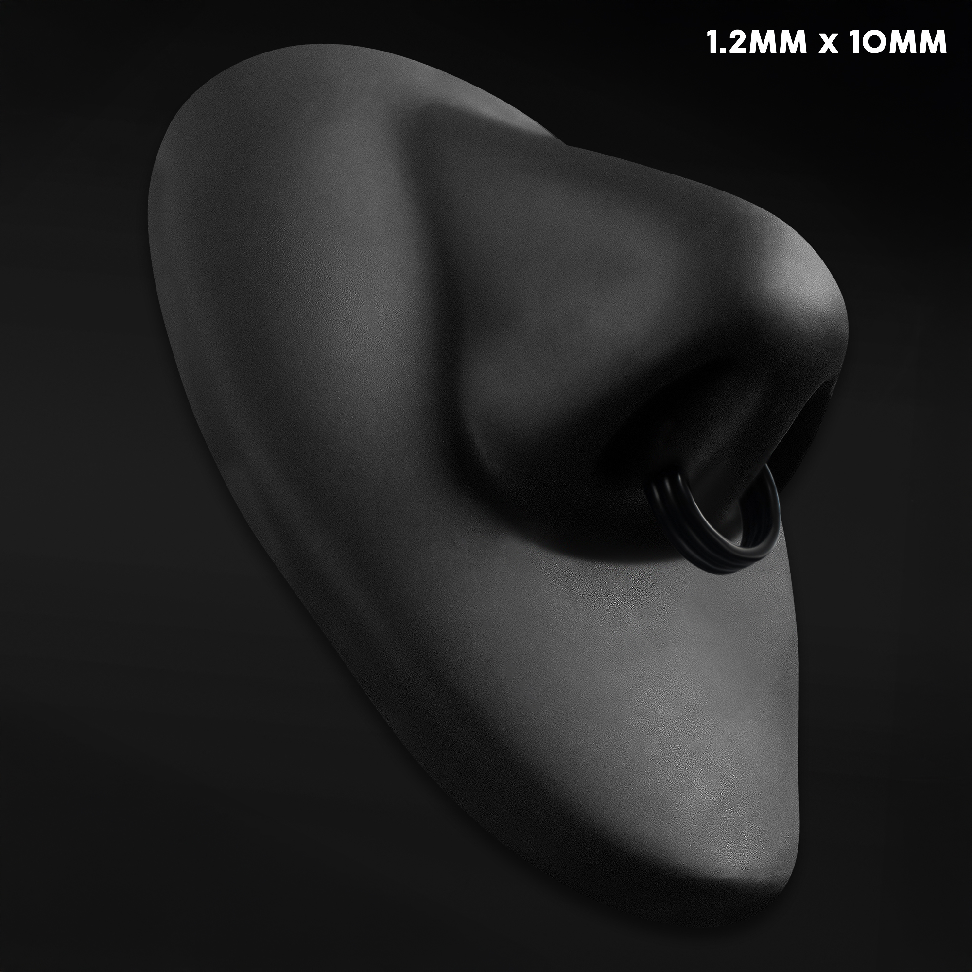  Triple Stacked Septum Ring, Black, Titanium, 1.2mm