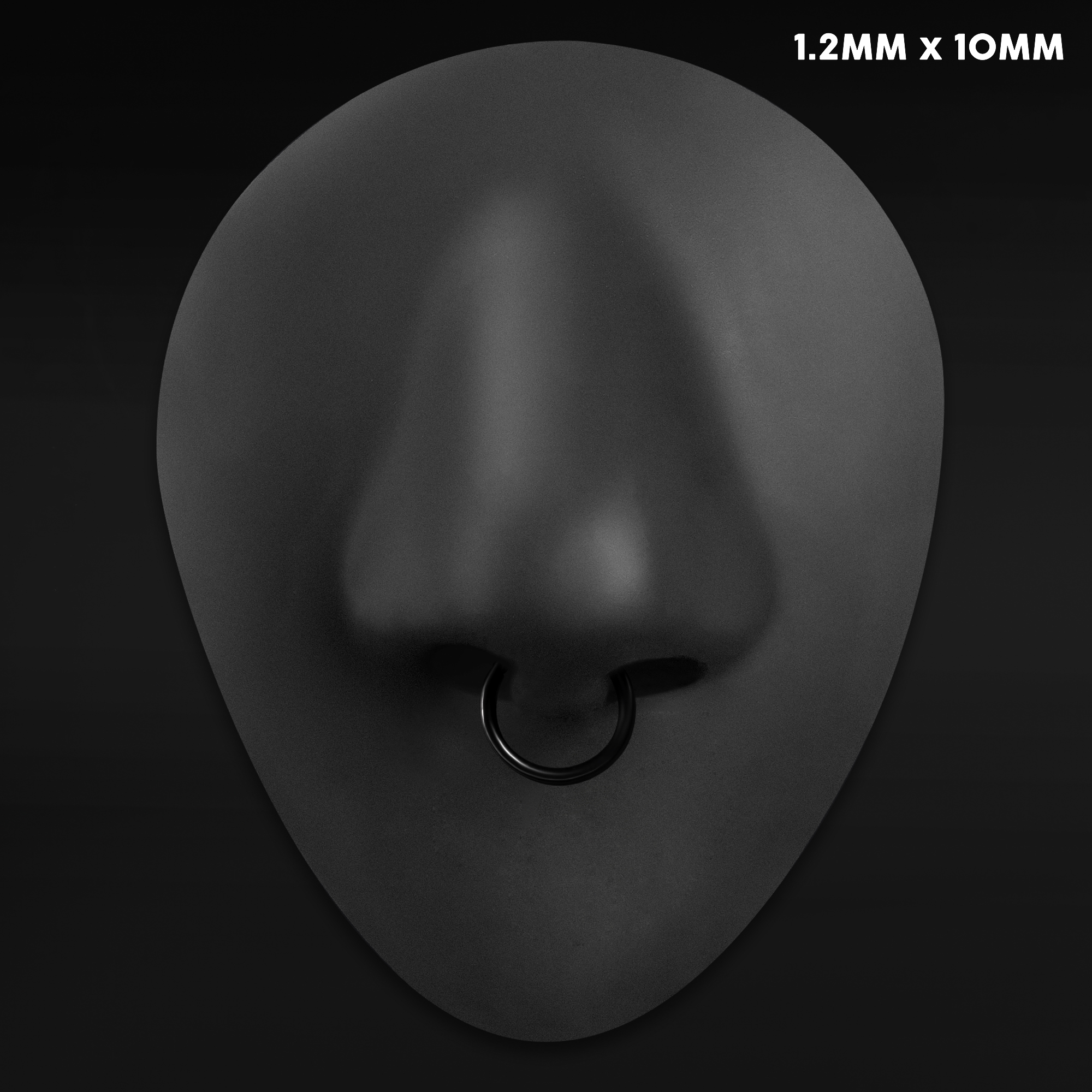 Triple Stacked Septum Ring, Black, Titanium, 1.2mm