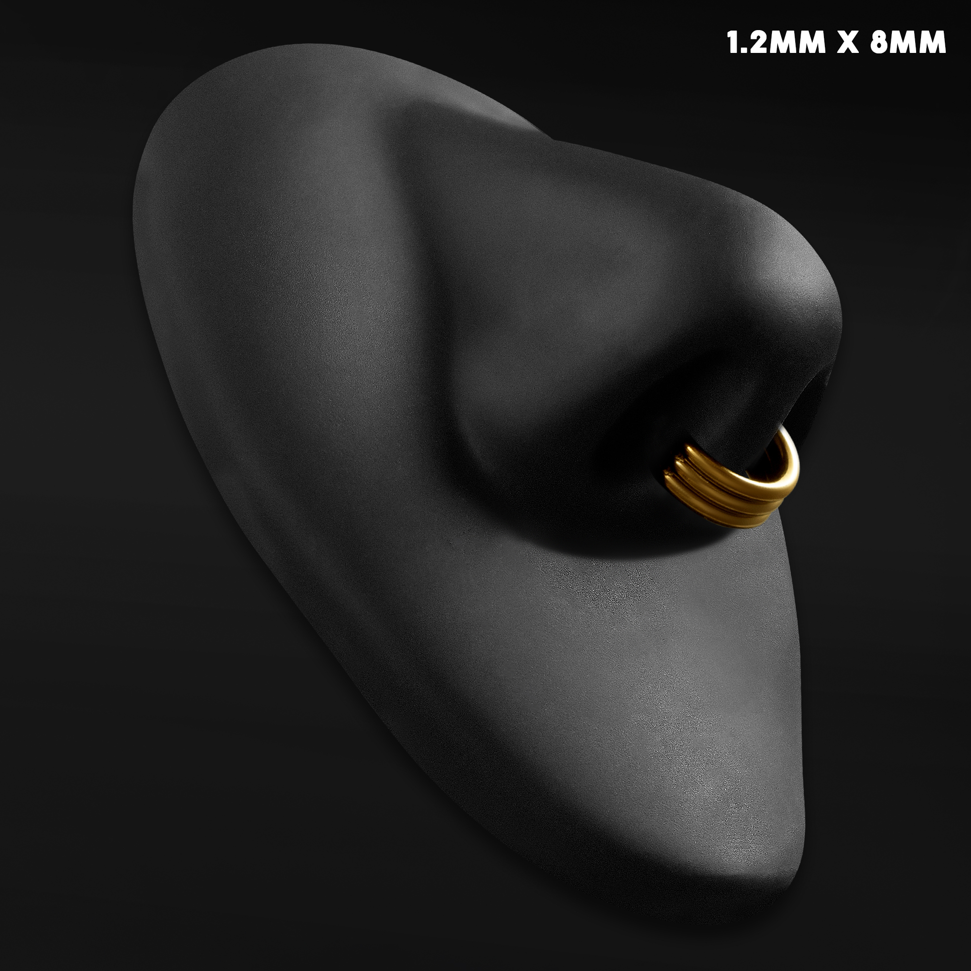  Triple Stacked Septum Ring, Gold, Titanium, 1.2mm