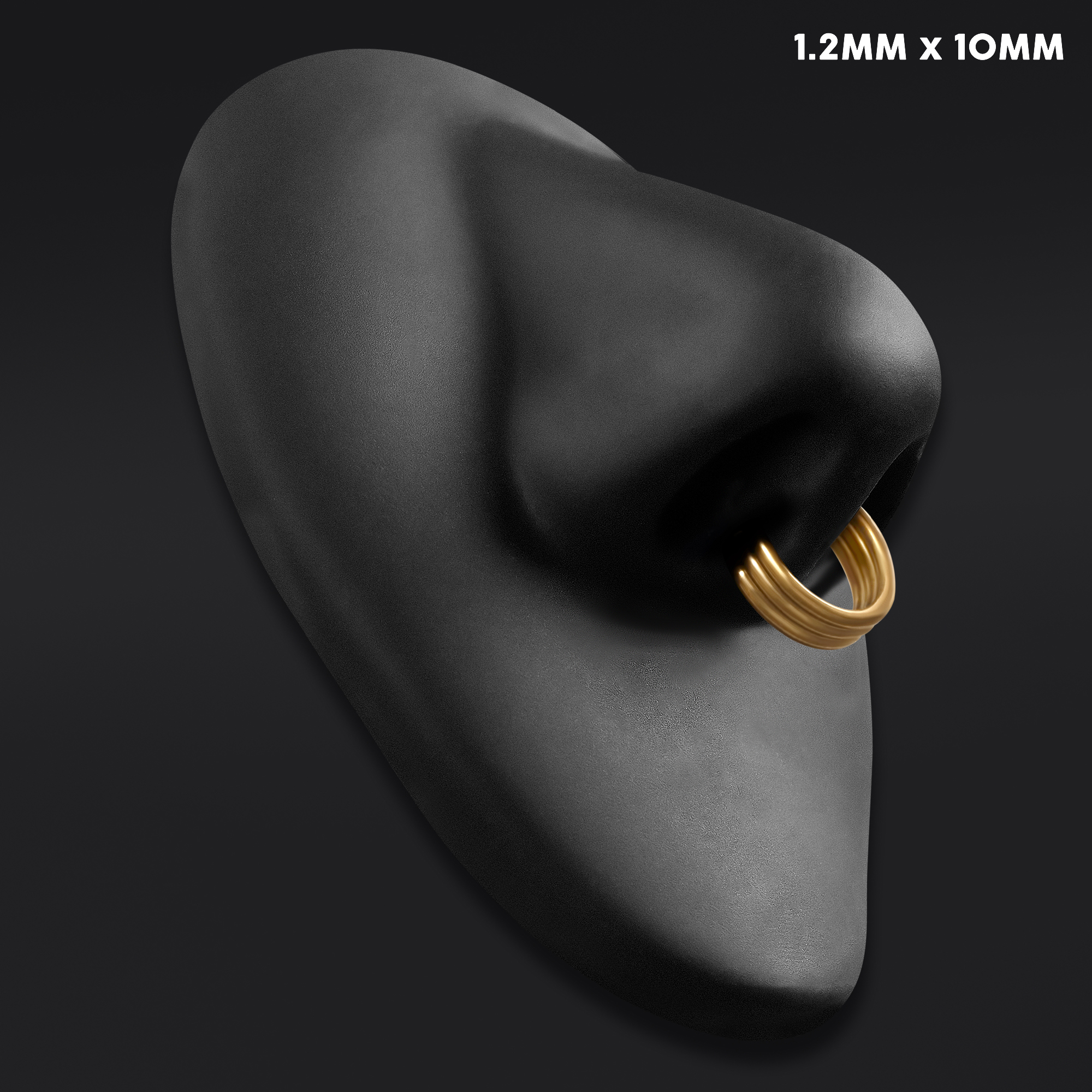  Triple Stacked Septum Ring, Gold, Titanium, 1.2mm