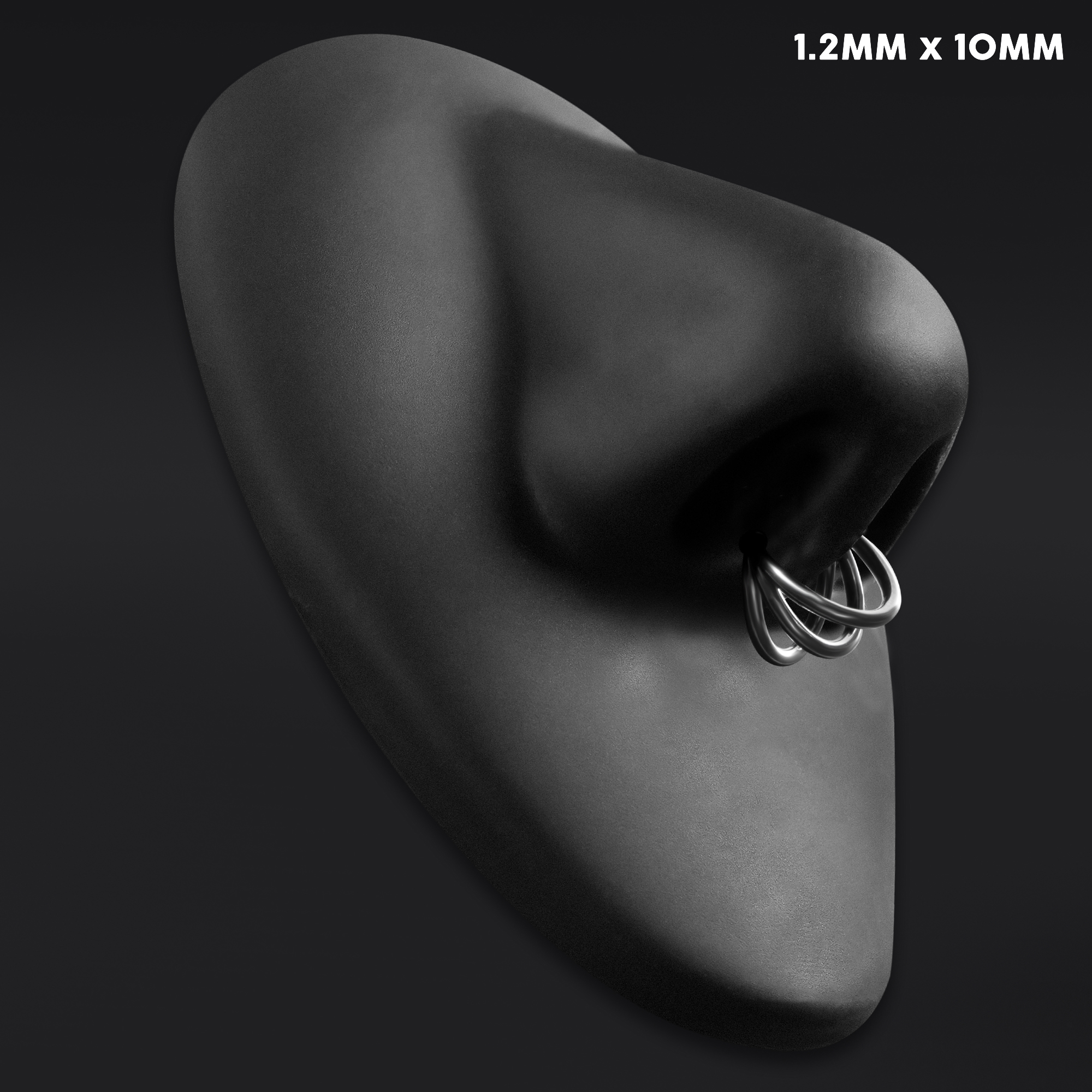  Open Stacked Septum Ring, Silver, Titanium, 1.2mm