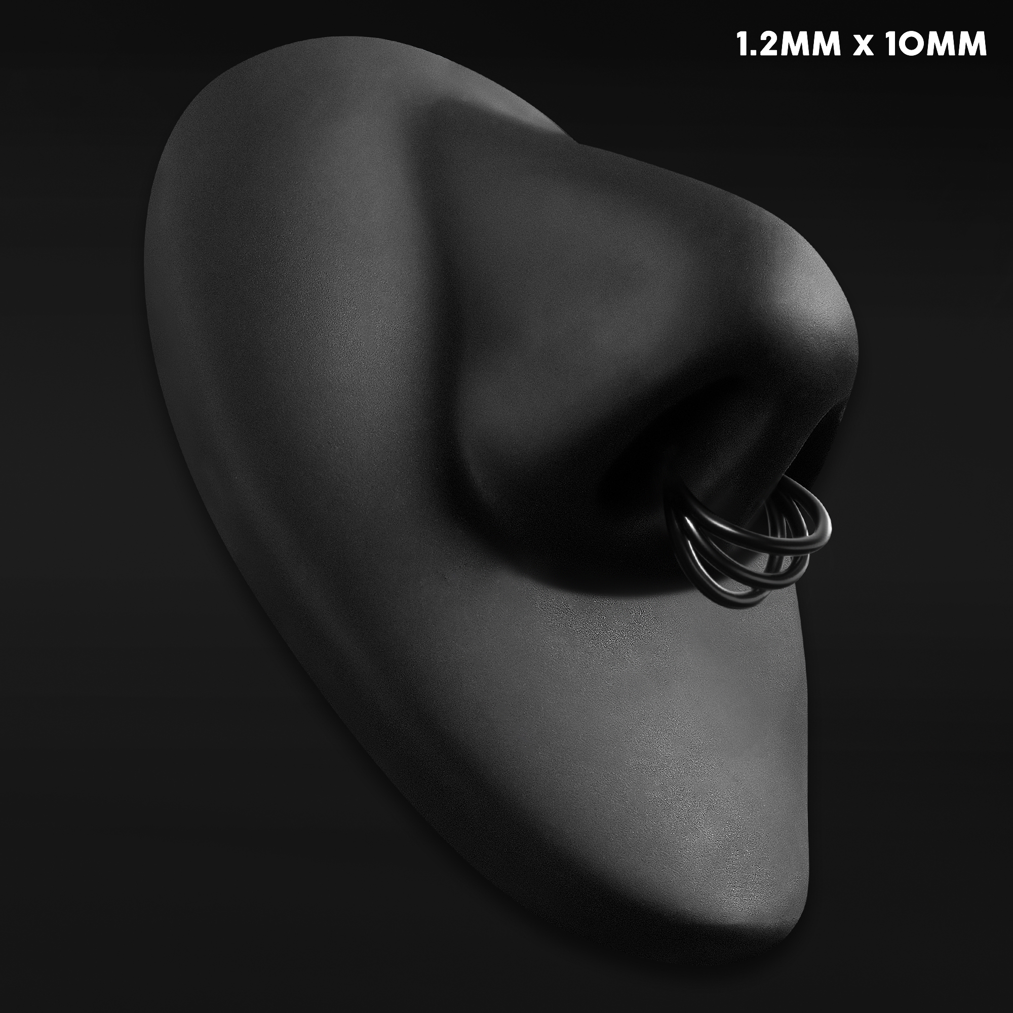  Open gestapelter Septumring, Schwarz, Titan, 1,2mm