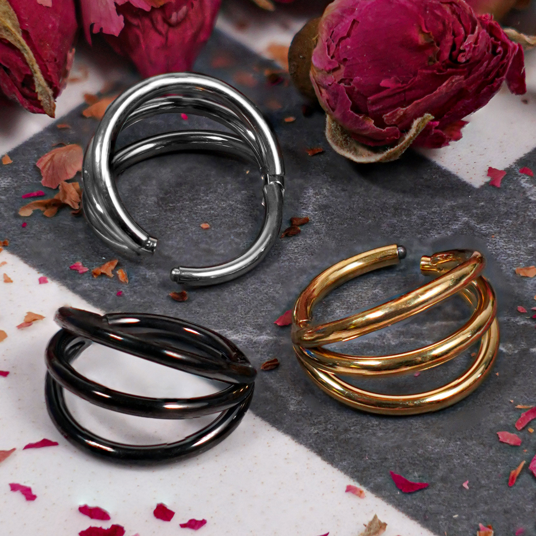 Titanium Hinged Open Stacked Septum Ring