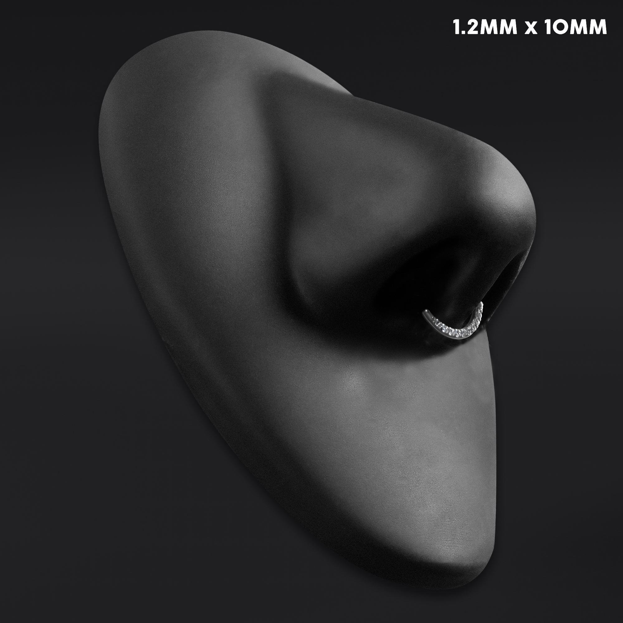  Oval Septum Clicker, Silver, Clear Jewelled, Titanium, 1.2mm